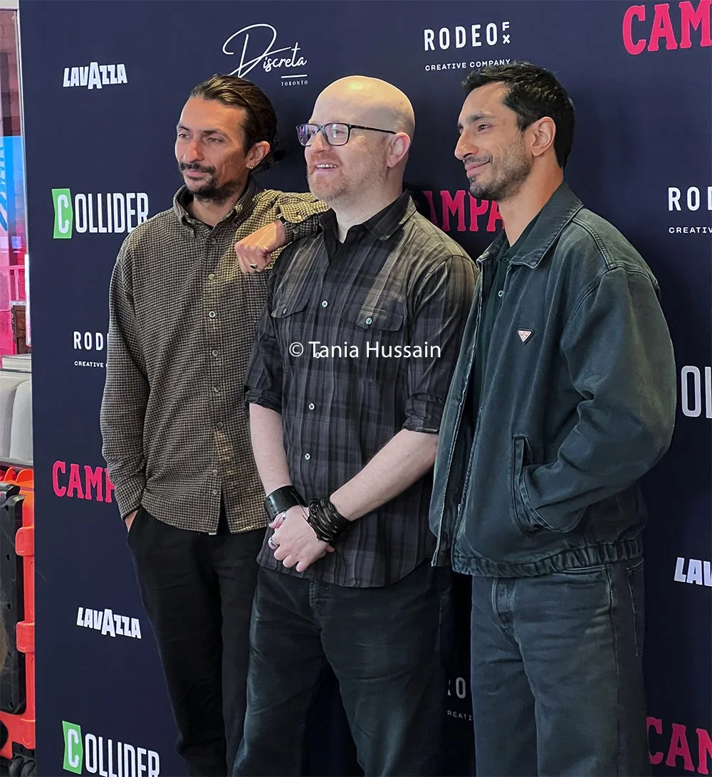 'Hamlet' director Aneel Karia with star Riz Ahmed and Collider's Steve Weintraub at the Marbl Studio on Sept. 6, 2025.