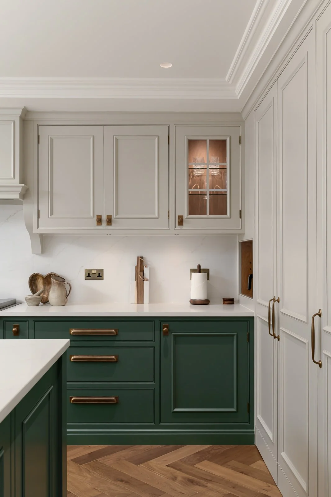 Bespoke kitchen photographed for Rebecca Sudic Interiors at Newlands, a completed residential interior project in Hertfordshire.