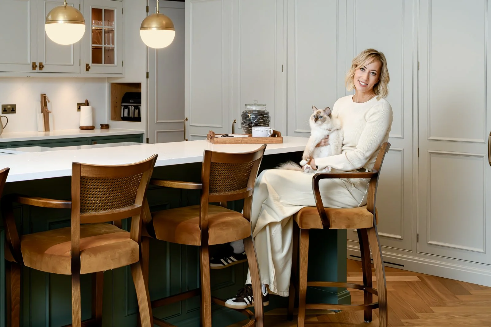 On-location brand portrait of Rebecca Sudic, photographed during the Newlands interior design shoot for website and social media use.