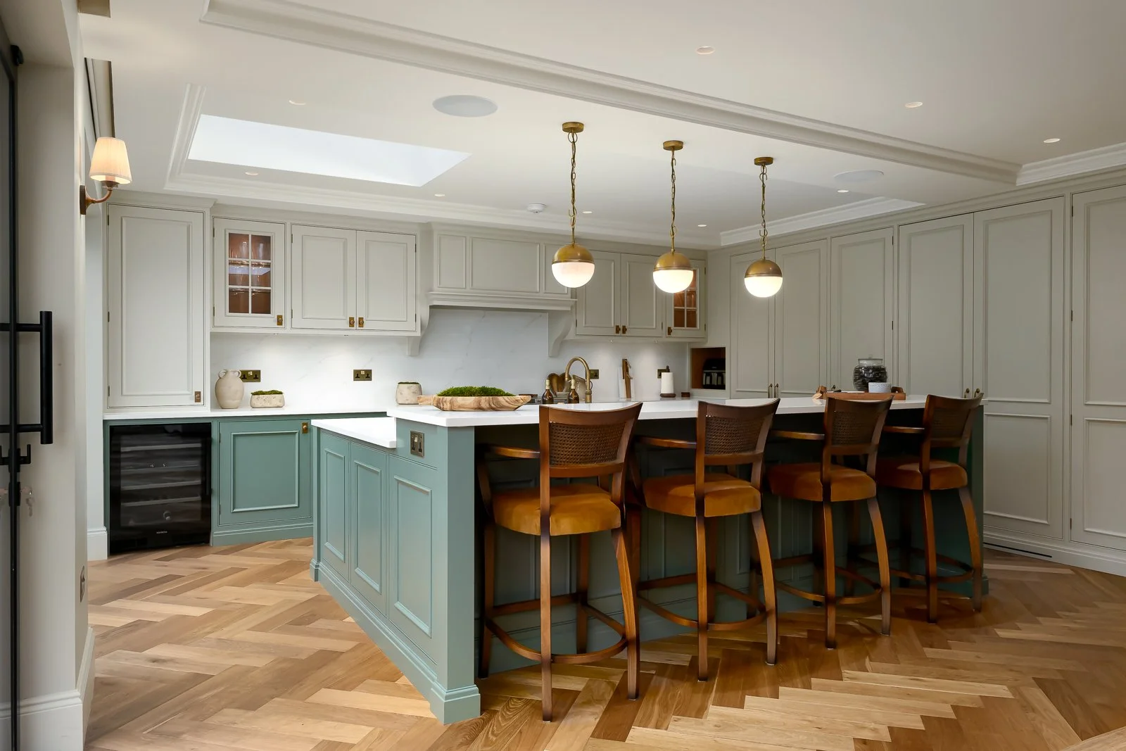 Kitchen and dining space photographed for Rebecca Sudic Interiors at Newlands, a completed residential interior project in Hertfordshire.