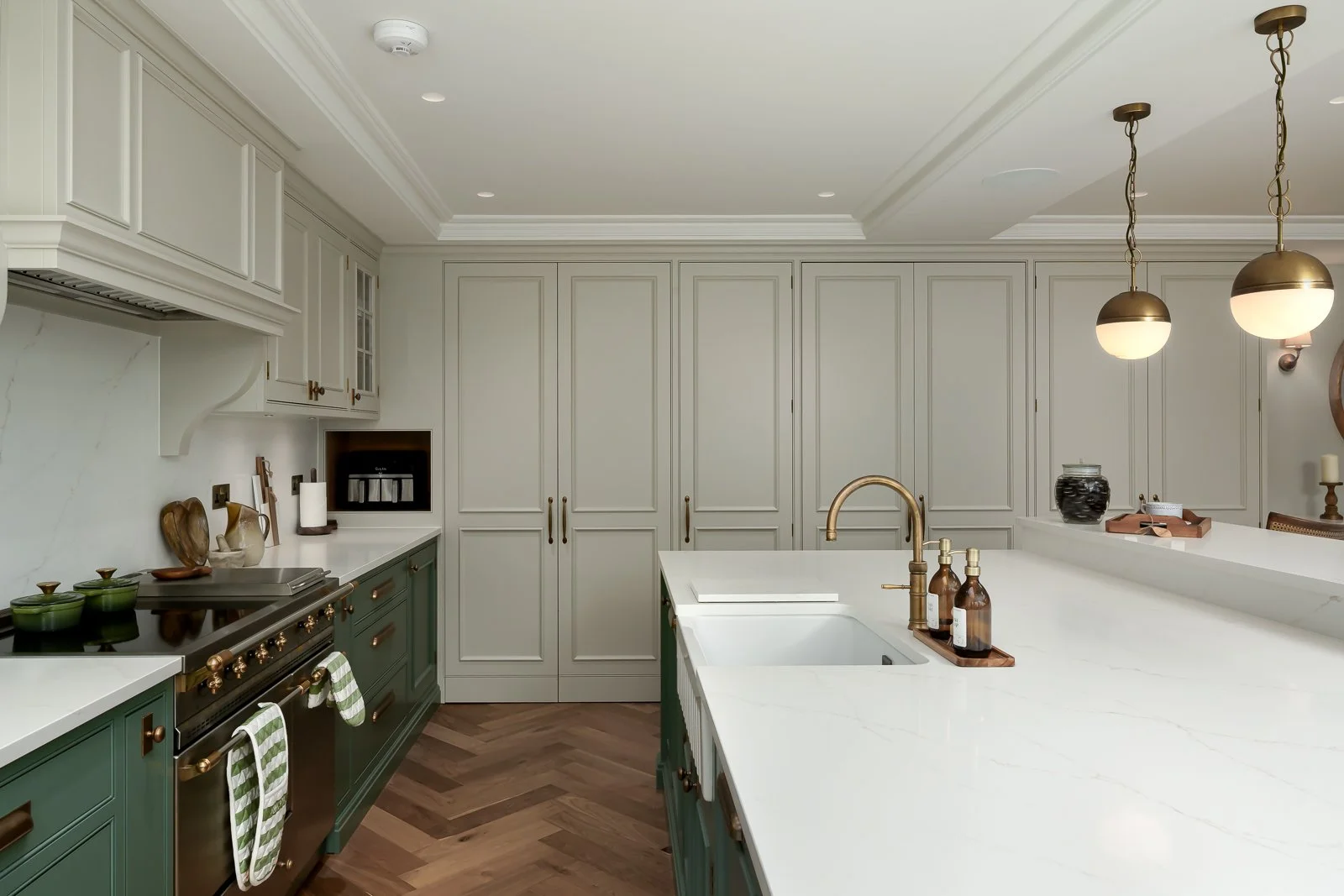 Kitchen space photographed for Rebecca Sudic Interiors at Newlands, a completed residential interior project in Hertfordshire.