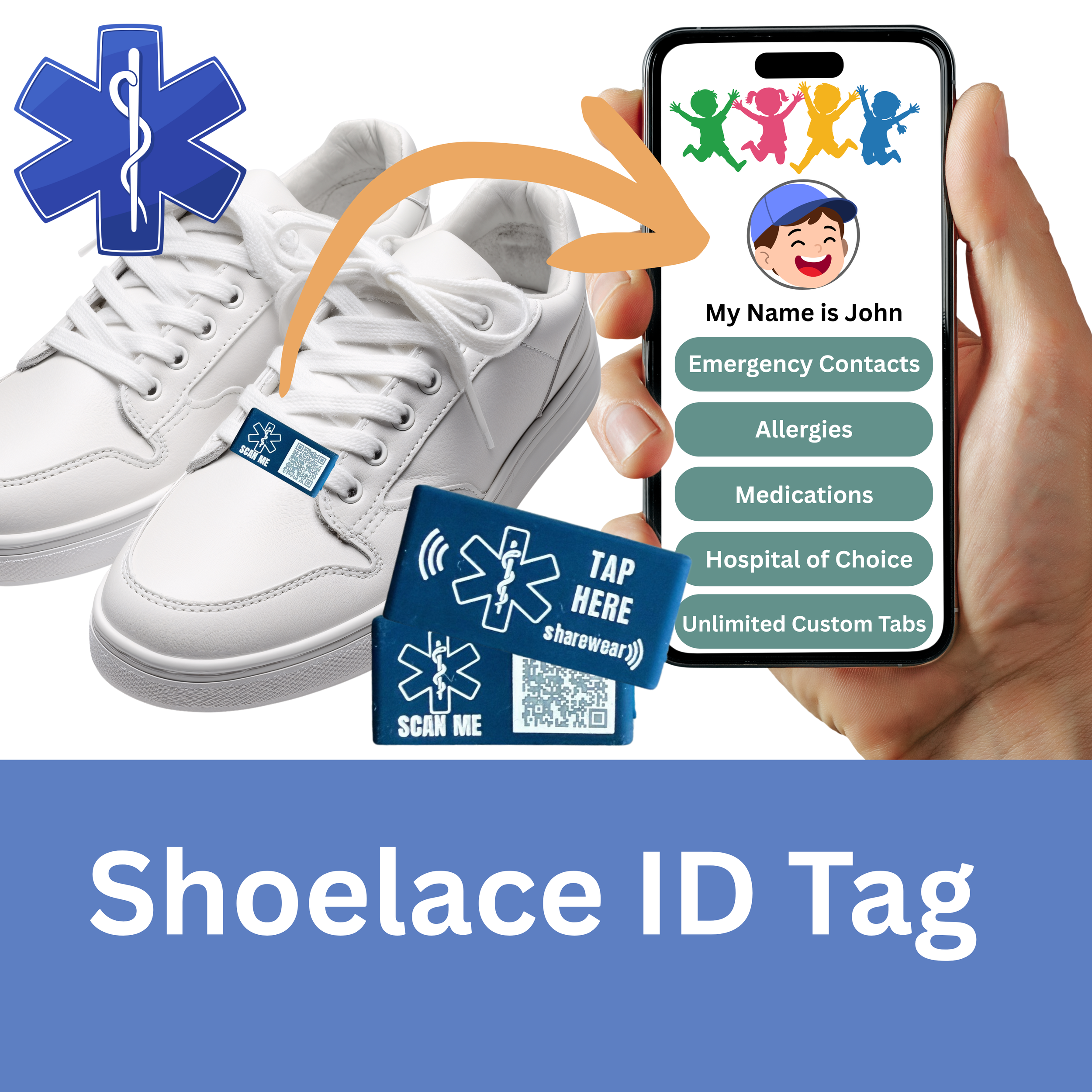 Shoelace ID Tag_ Navy