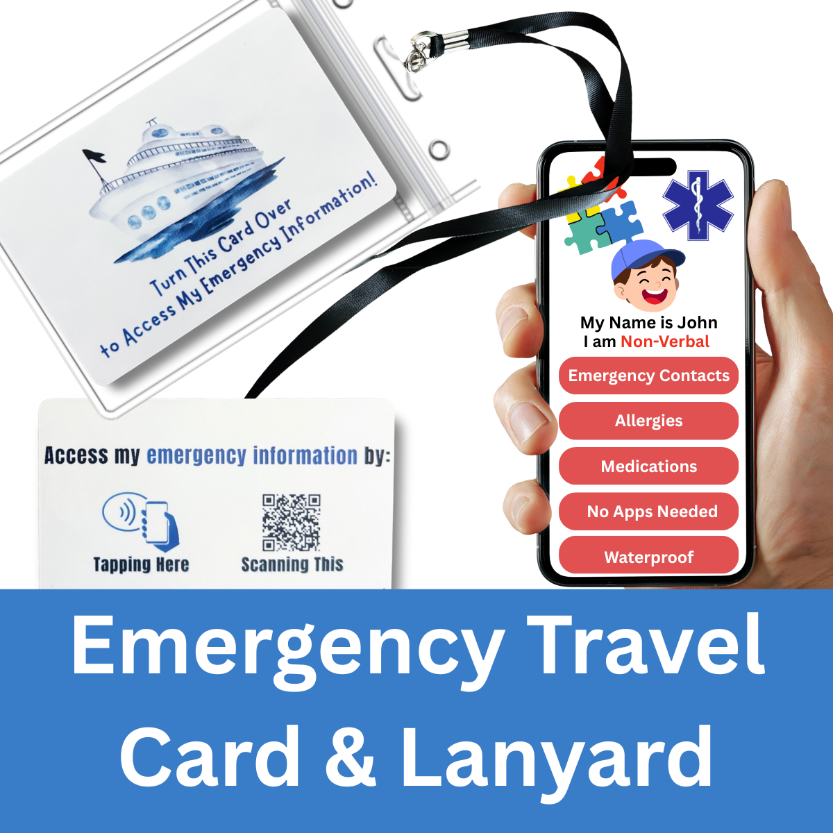 Emergency Cards: Kid Travel_Cruise Blue