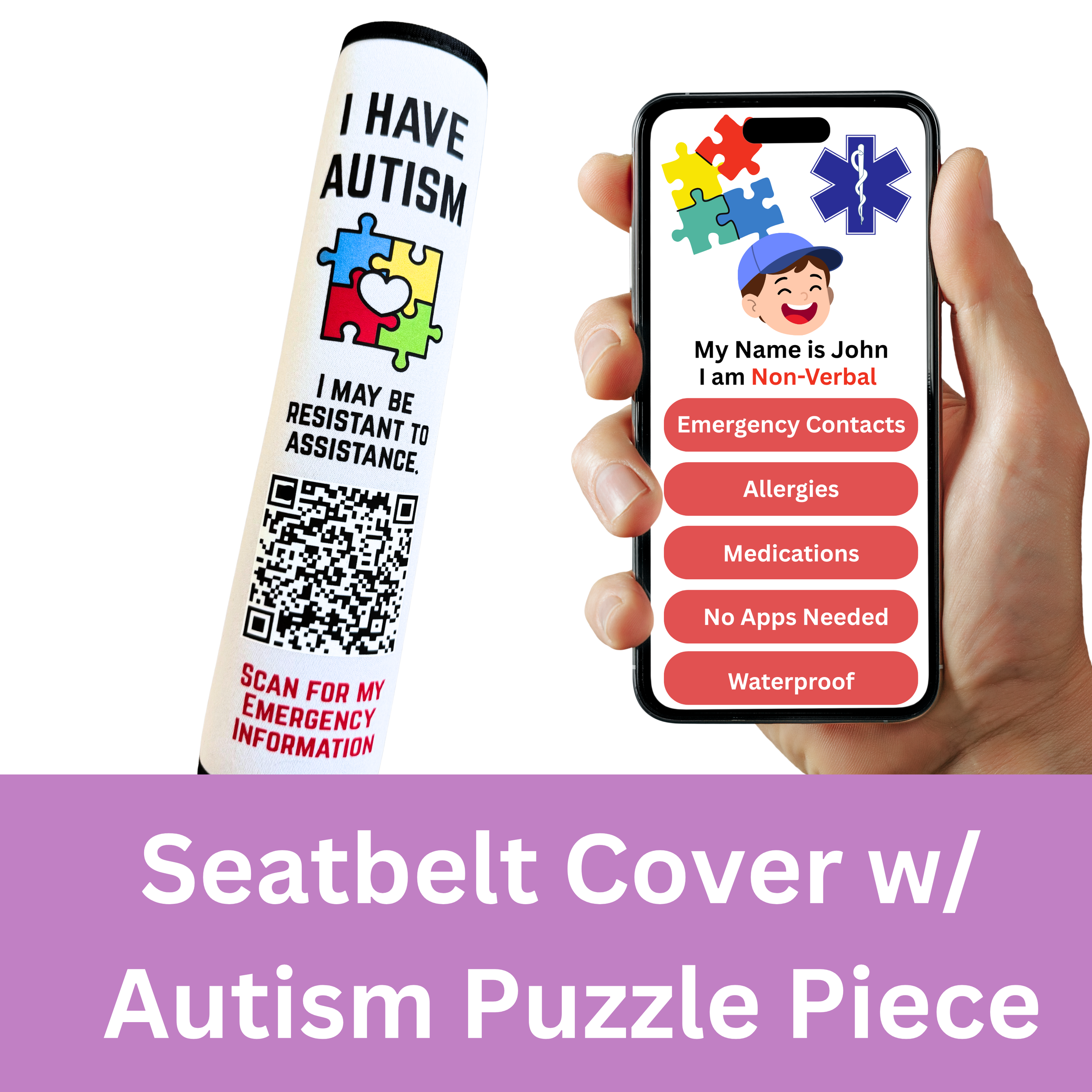 Seatbelt Cover_Autism Puzzle Piece