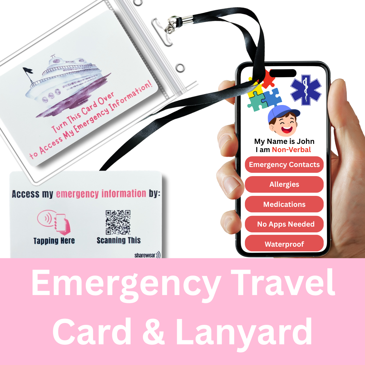 Emergency Cards: Kid Travel_Cruise Pink