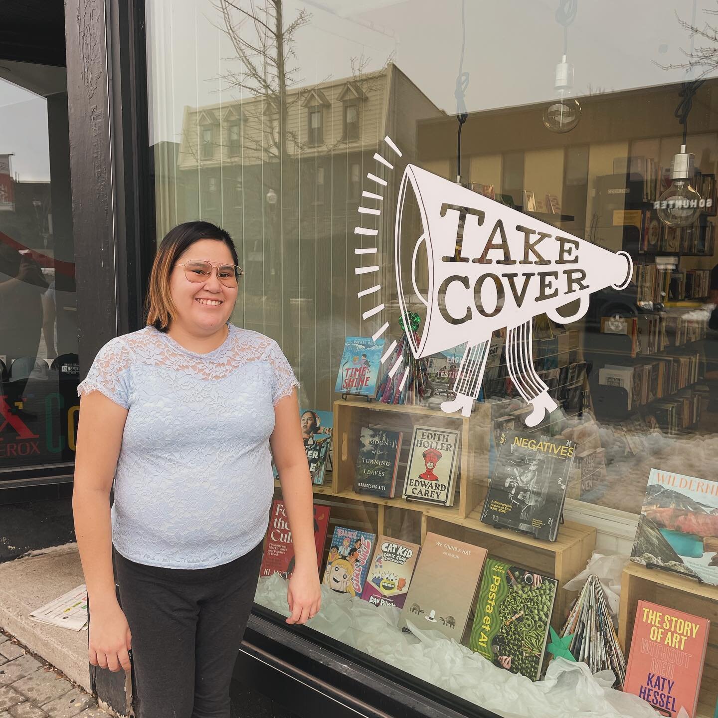 What a evening at my second favourite spot in Peterborough, @takecoverbooks, with 6 other amazing poets and artists from around Nogojiwanong / Peterborough! It was an honour to share the stage with you at tonight&rsquo;s Trent Radio broadcast! #ptbo 