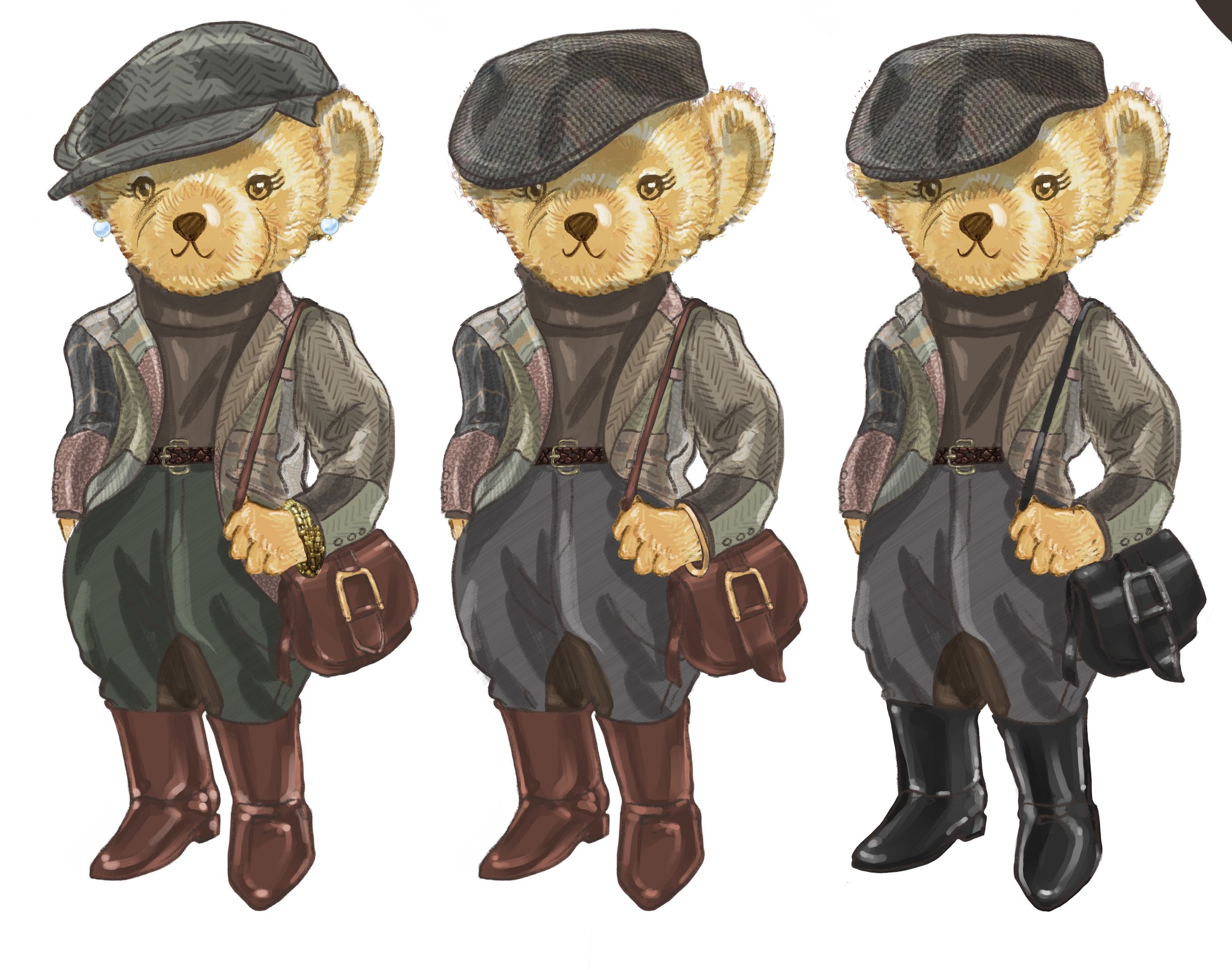  Concept development (from R to L).  Finessing the patchwork jacket. 