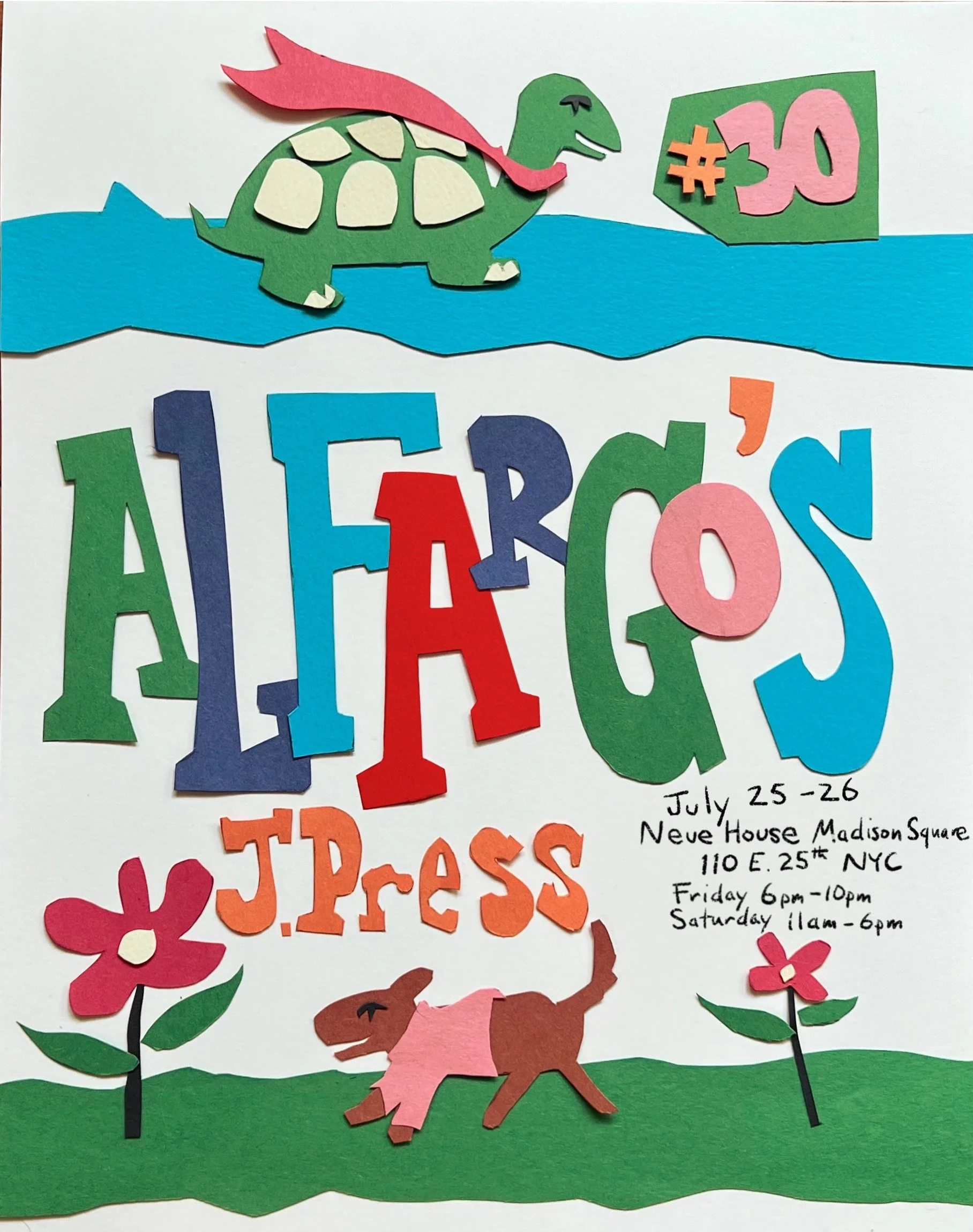 A flyer for Alfargo’s Marketplace made from hand-cut construction paper for a nostalgic and vintage feel.