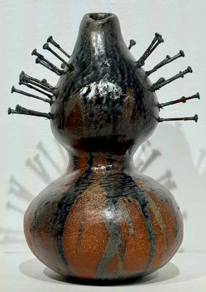Spirit Vessel III, 2026 
9.75 x 6.75 x 6.75 inches
ceramics, stainless steel nails 