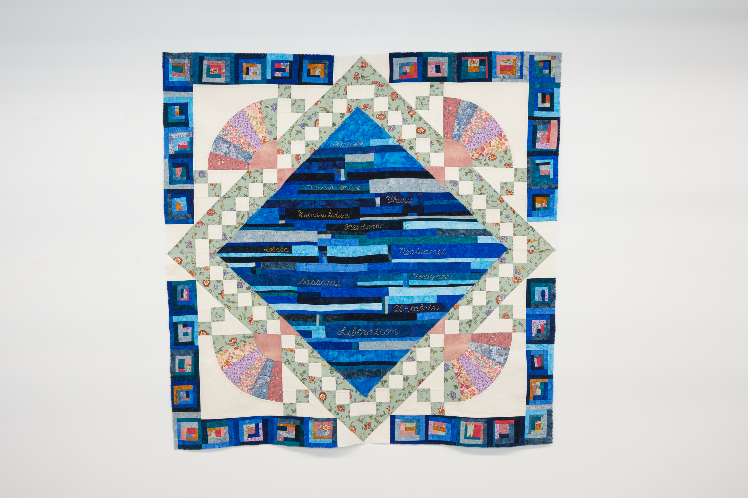 Homage to Freedom, 2025 
55 x 55 inches
fabric, thread, embroidery floss