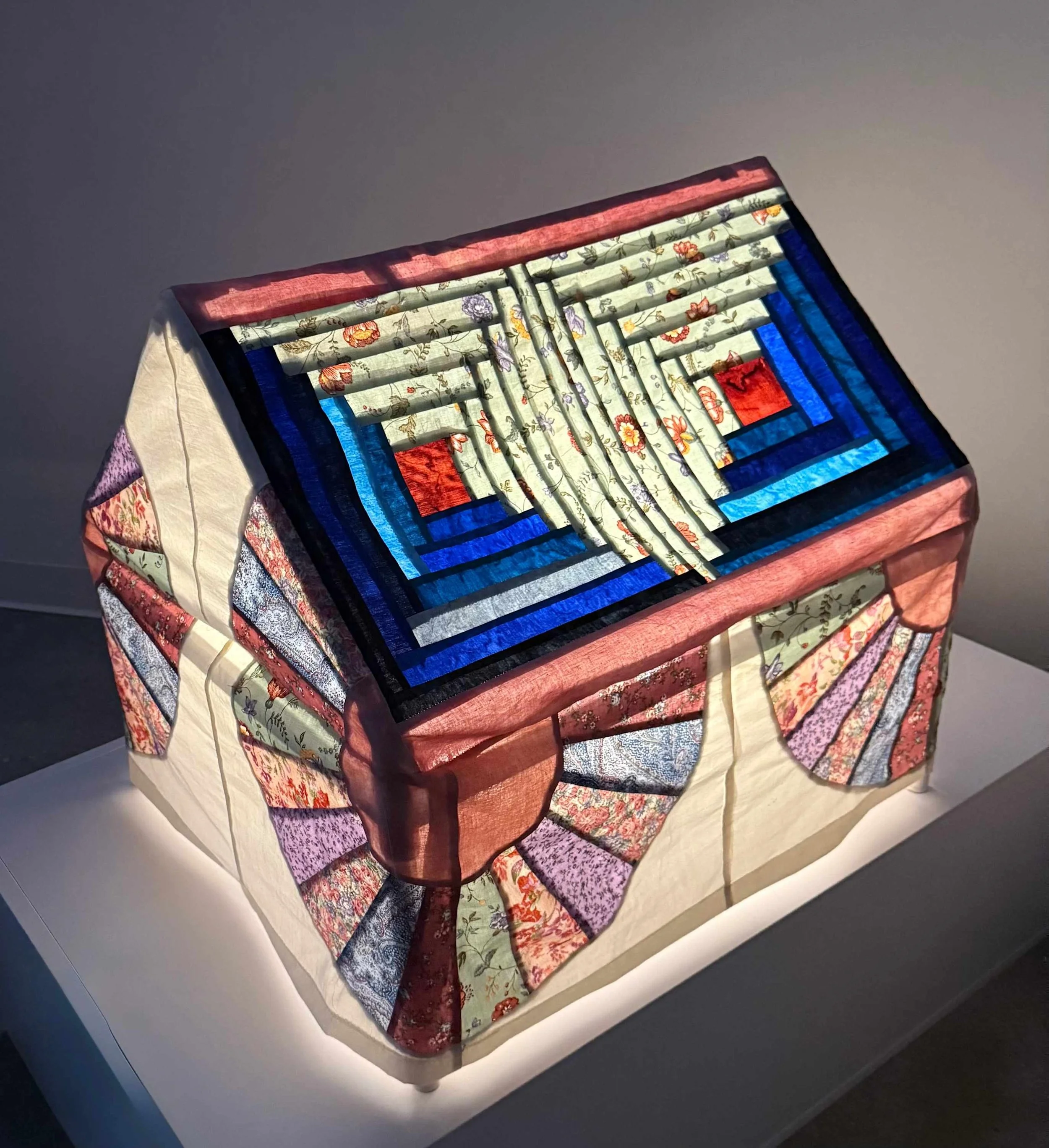 Respectability House, 2025
24 x 20 x 22 inches
fabric, thread, PVC pipe, LED lights