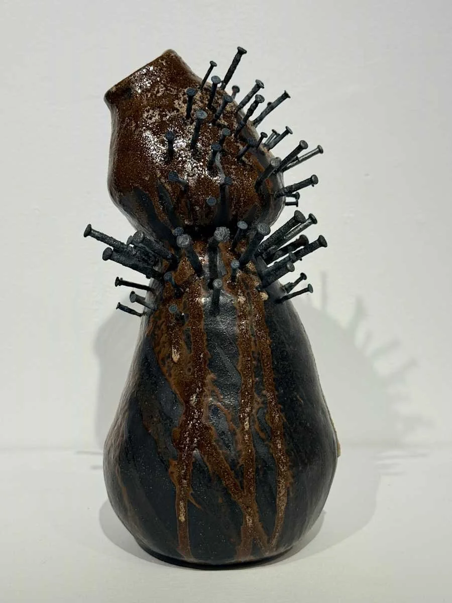Spirit Vessel IV, 2026 
10.25 x 5.25 x 5.25 inches
stoneware, stainless steel nails 