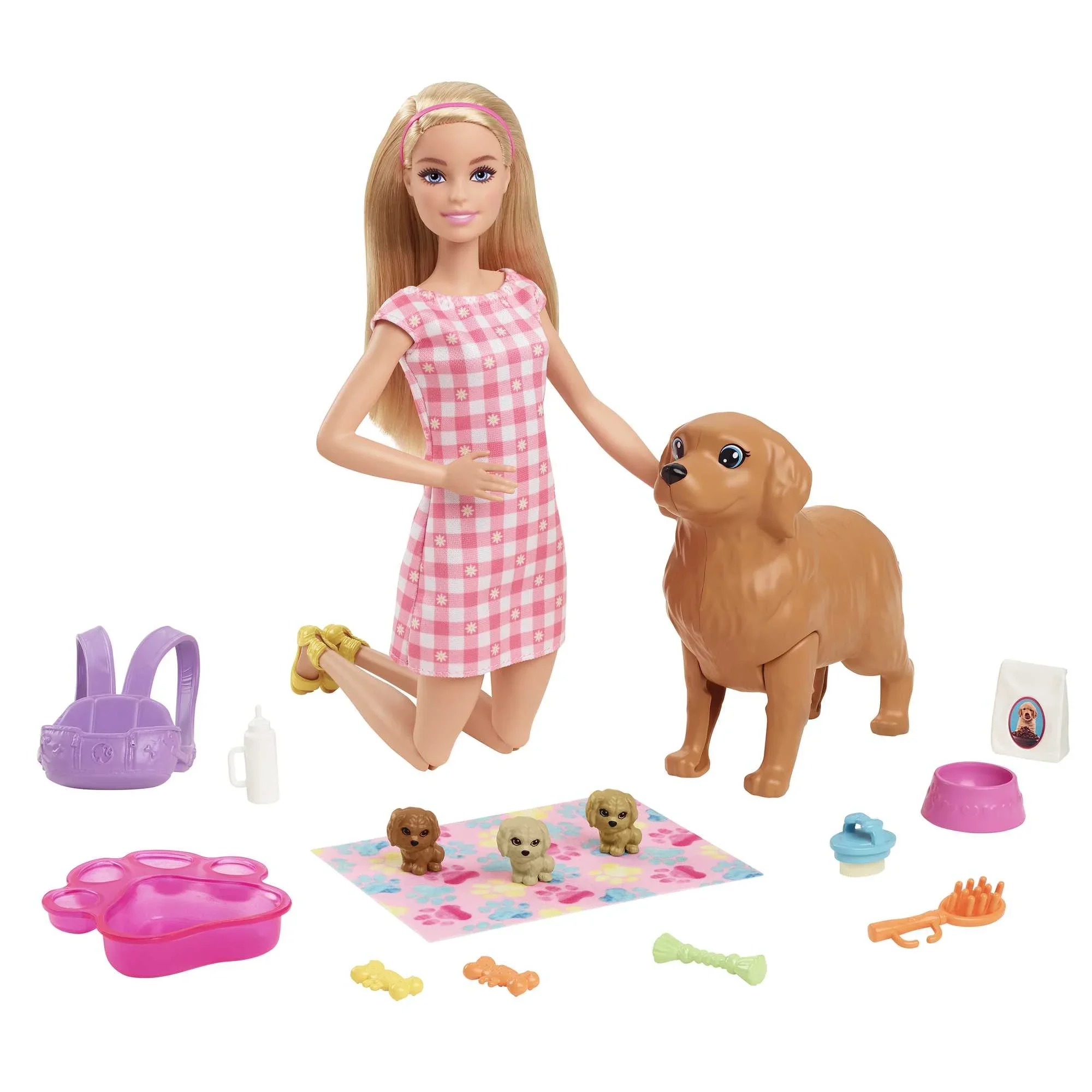 Barbie Doll Newborn Pups Playset