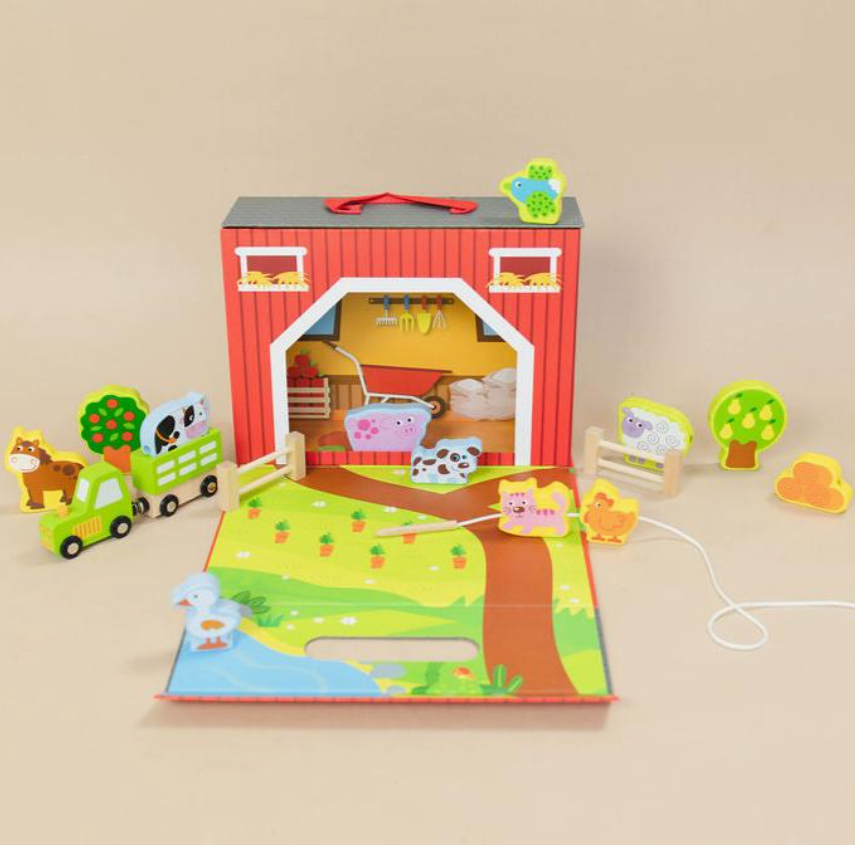 Wooden Farm Lacing Play Set