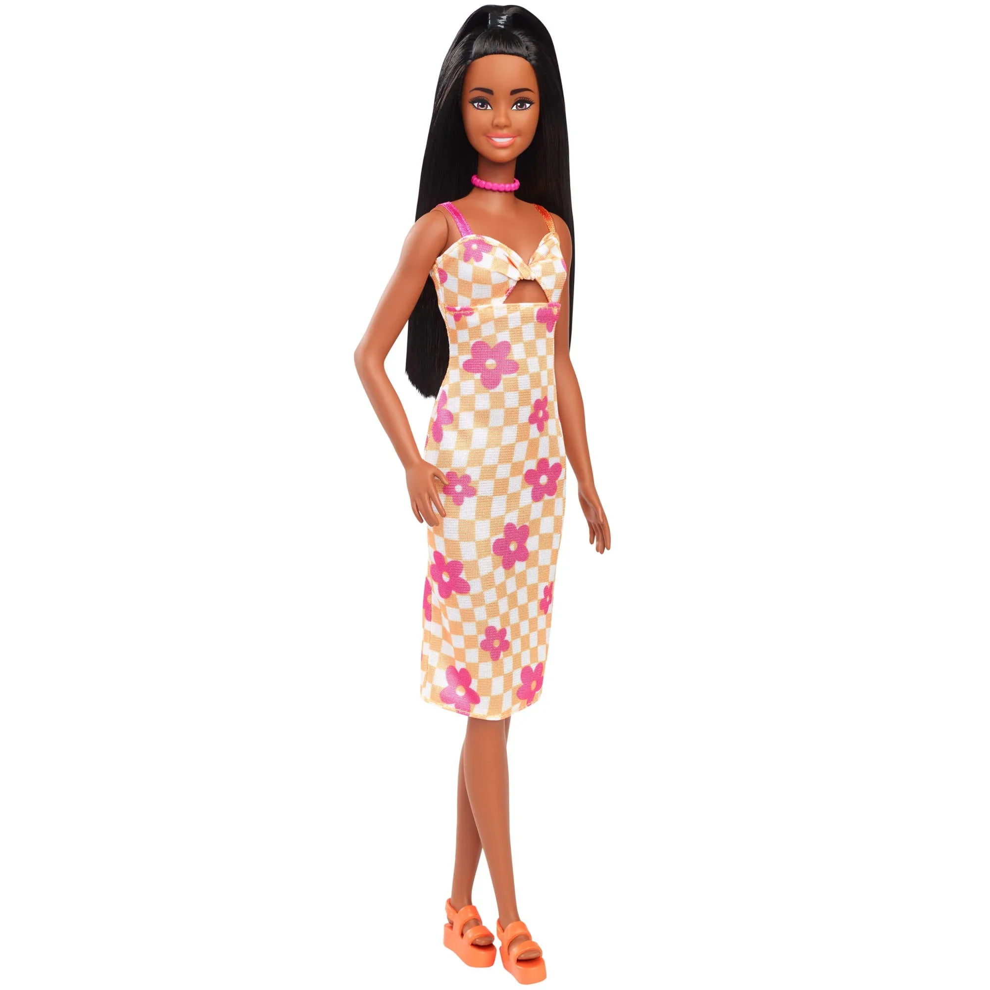 Barbie Fashionistas Doll #233 – Checkered Flower Midi Dress