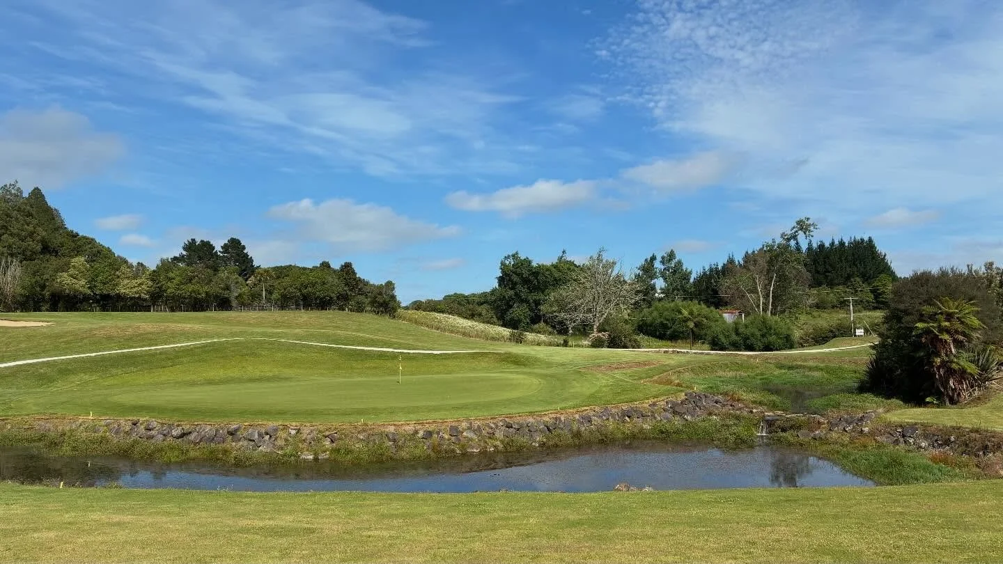 The stunning par 5 12th hole at Onewhero Golf Club.