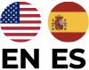 Icons of the American flag and the Spanish flag.