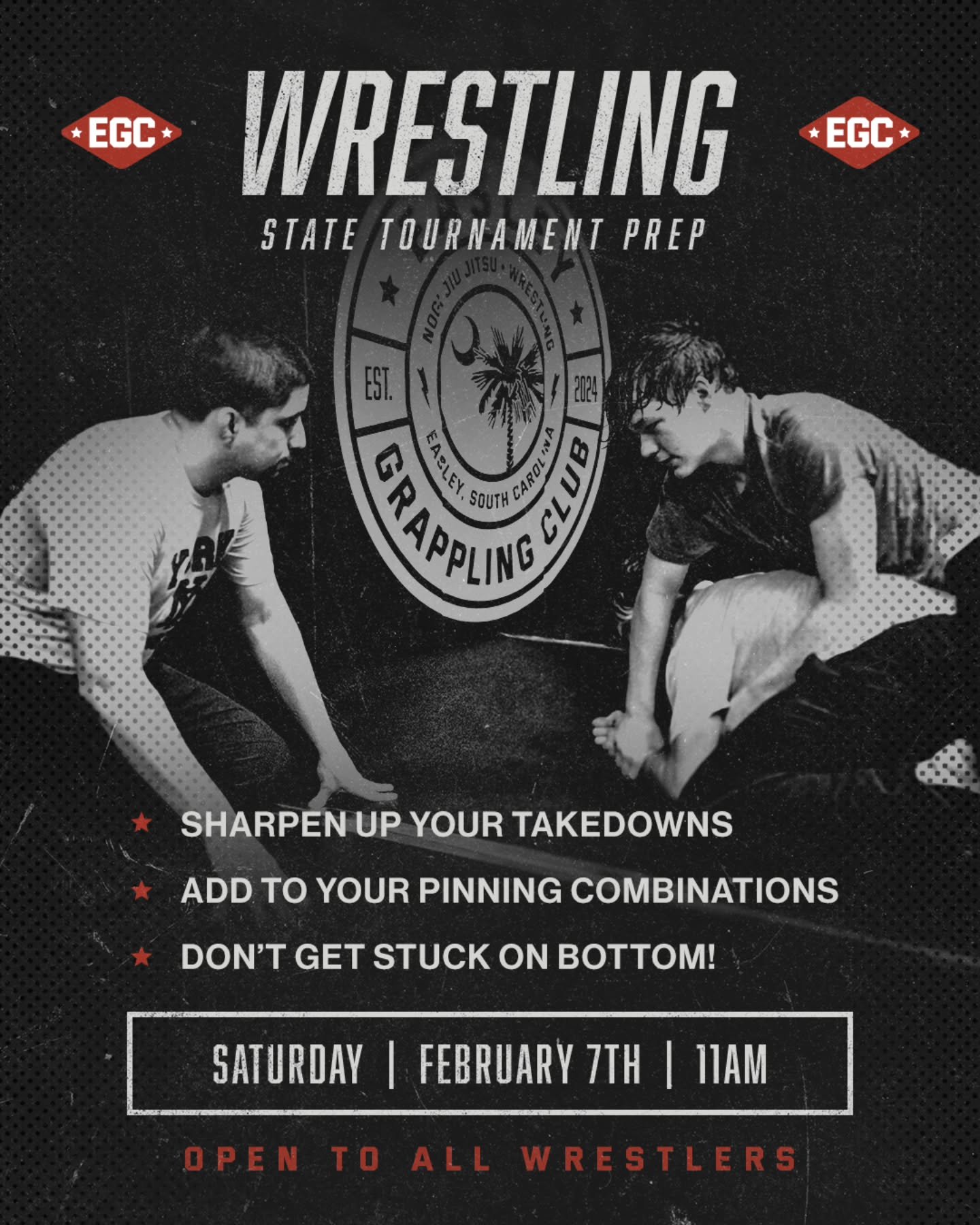 Join us next Saturday, February 7th at 11 AM for our State Tournament Prep practice, FREE &amp; Open to all of our Wrestlers and any of their teammates!

With just a few weeks left to go in the season its time sharpen up our game so we can get on the