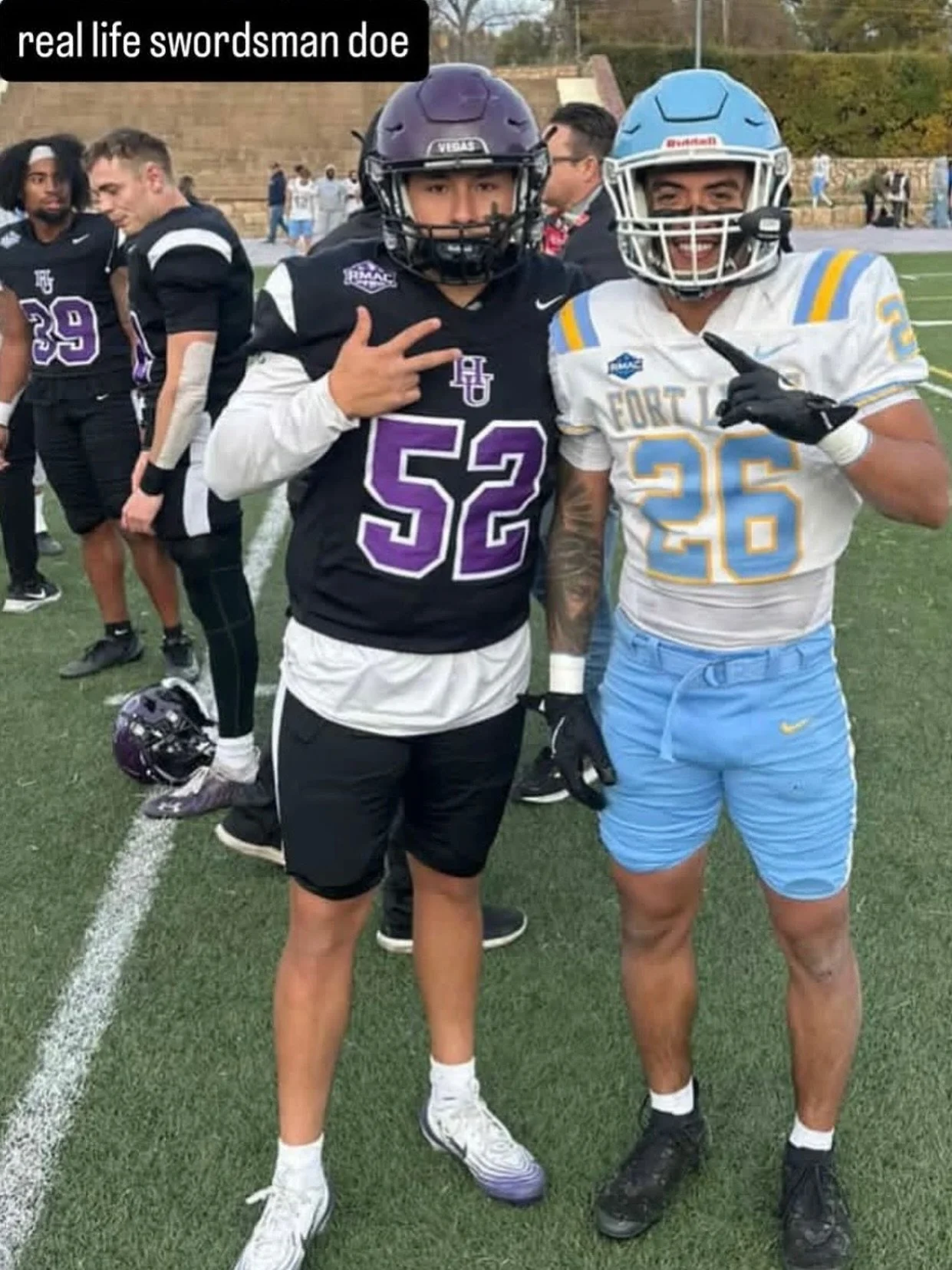 St. Paul🏈⚔️✝️
Current Swordsmen Jacob Fernandez brother Matthew. 

@guapogocrazy
@moya.33

Pictured at Today&rsquo;s game (D2 🏈) NM Highlands Vs Fort Lewis College. 
Swordsmen Alumni Carlos Moya (21) Matthew Fernandez (22) 
Once a Swordsman ⚔️ 
Alw