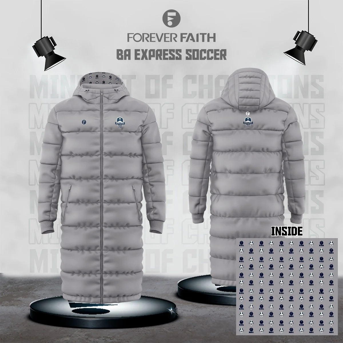 Puffer Jacket 3/4 Length-BAEX Grey