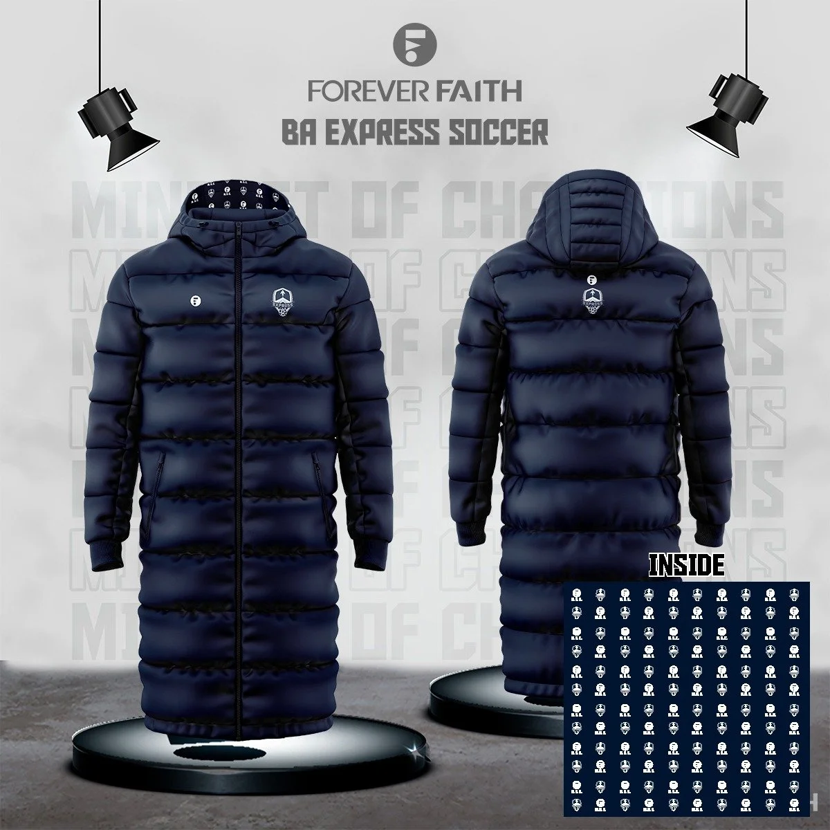 Puffer Jacket 3/4 Length-BAEX Blue