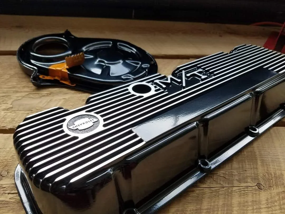 restoration chevy valve cover, powder coat