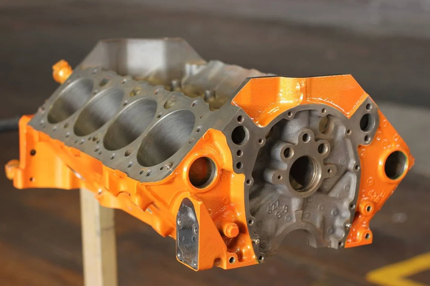 chevy engine block powder coated, restoration, production powder coat