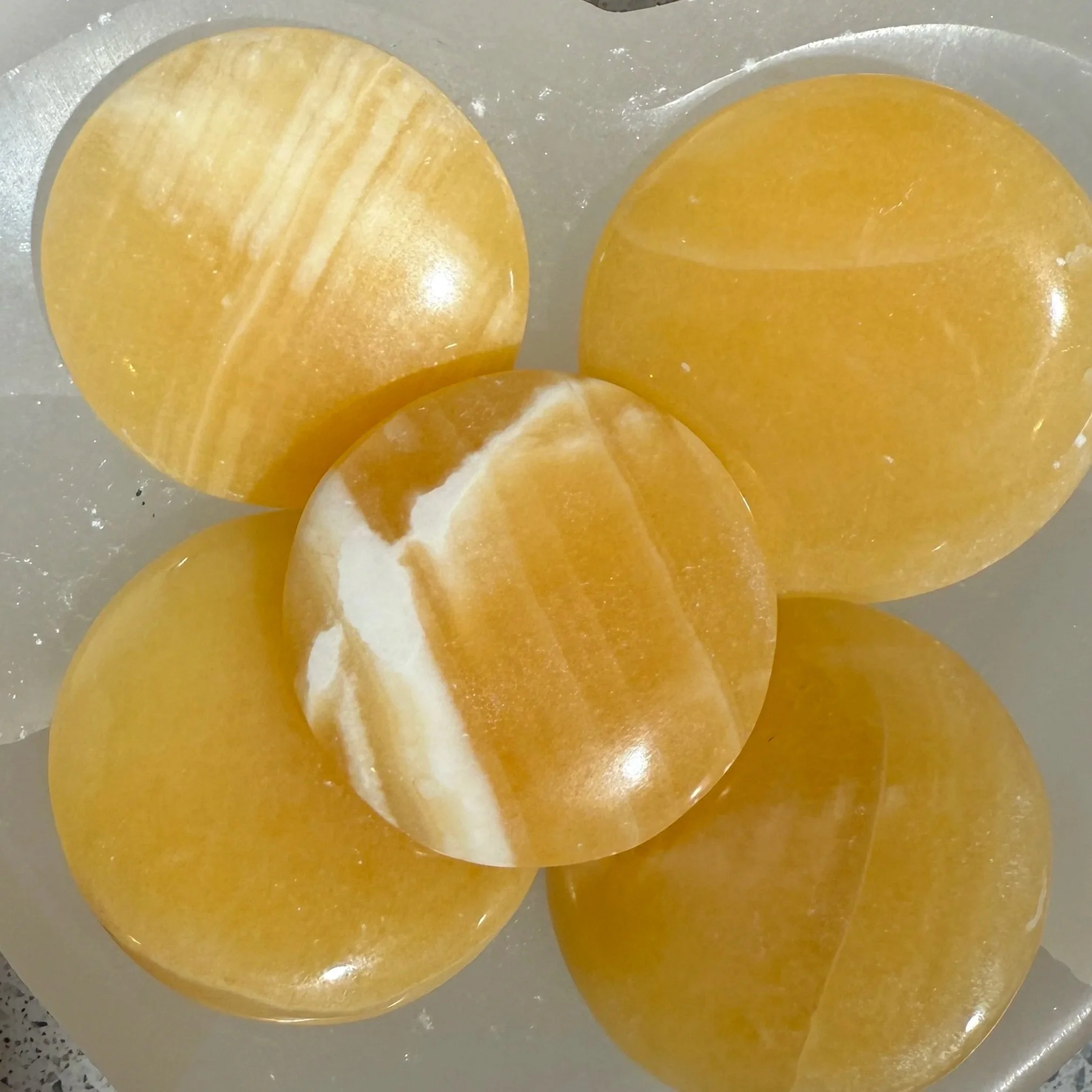 Orange Calcite Flat Stones