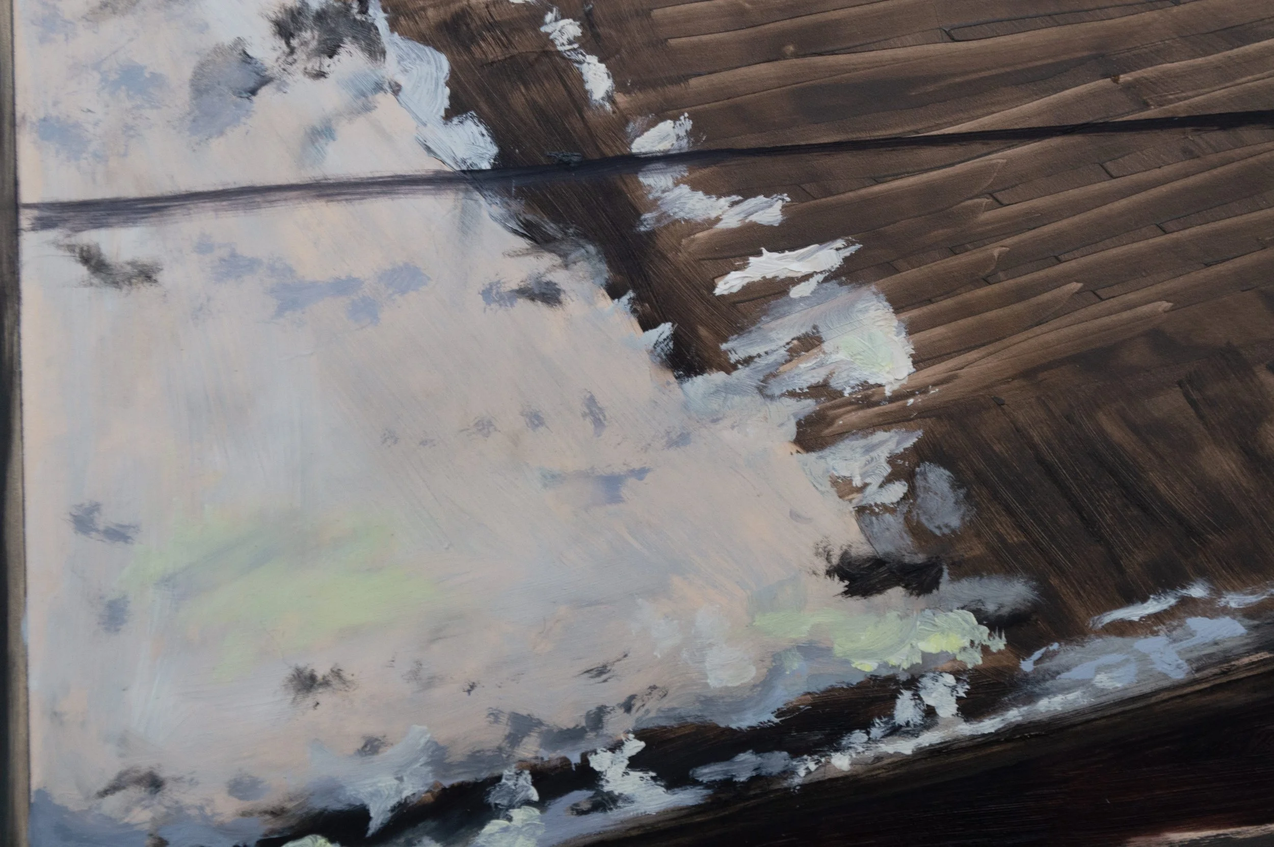   Our Apartments Windows (Window 6, Winter)&nbsp; (Detail), oil on panel, 31 × 21 ½ inches, 2025 