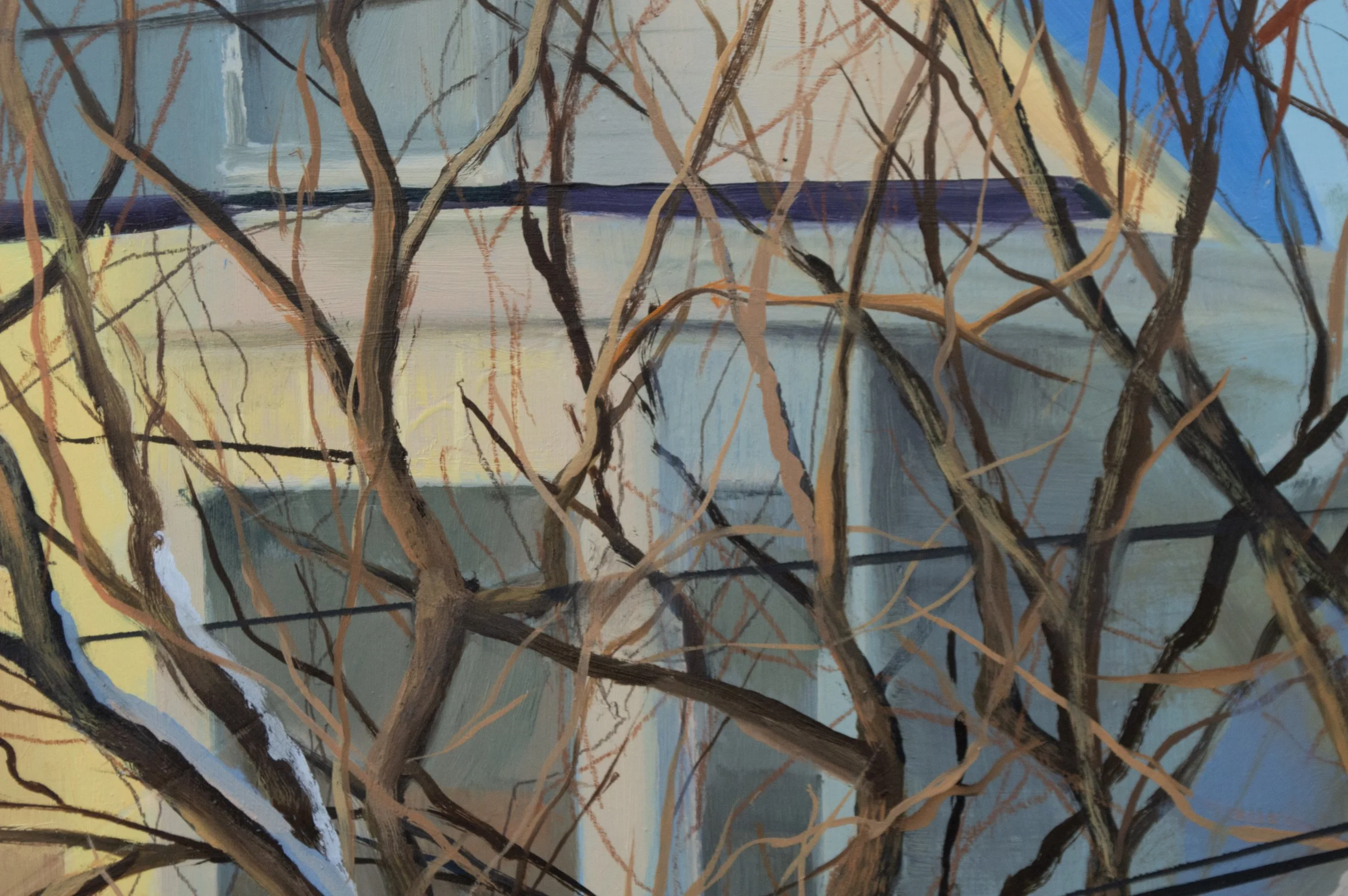   Our Apartments Windows (Window 5, Winter)&nbsp; (Detail), oil on panel, 31 × 21 ½ inches, 2025 