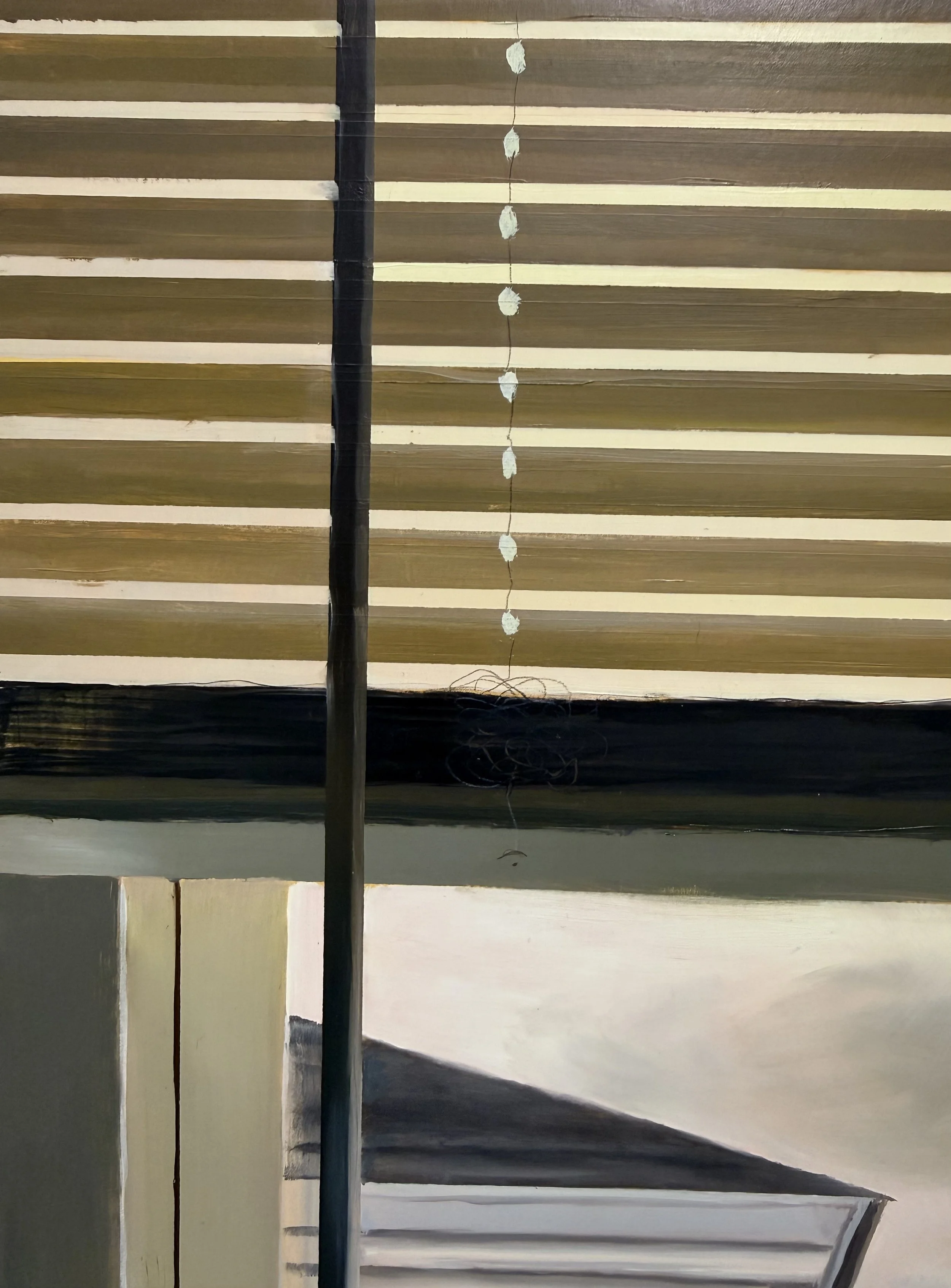  (Detail)  Our Apartments Windows (Window 5, Late Fall)  , oil on panel, 31 × 21 ½ inches, 2026 