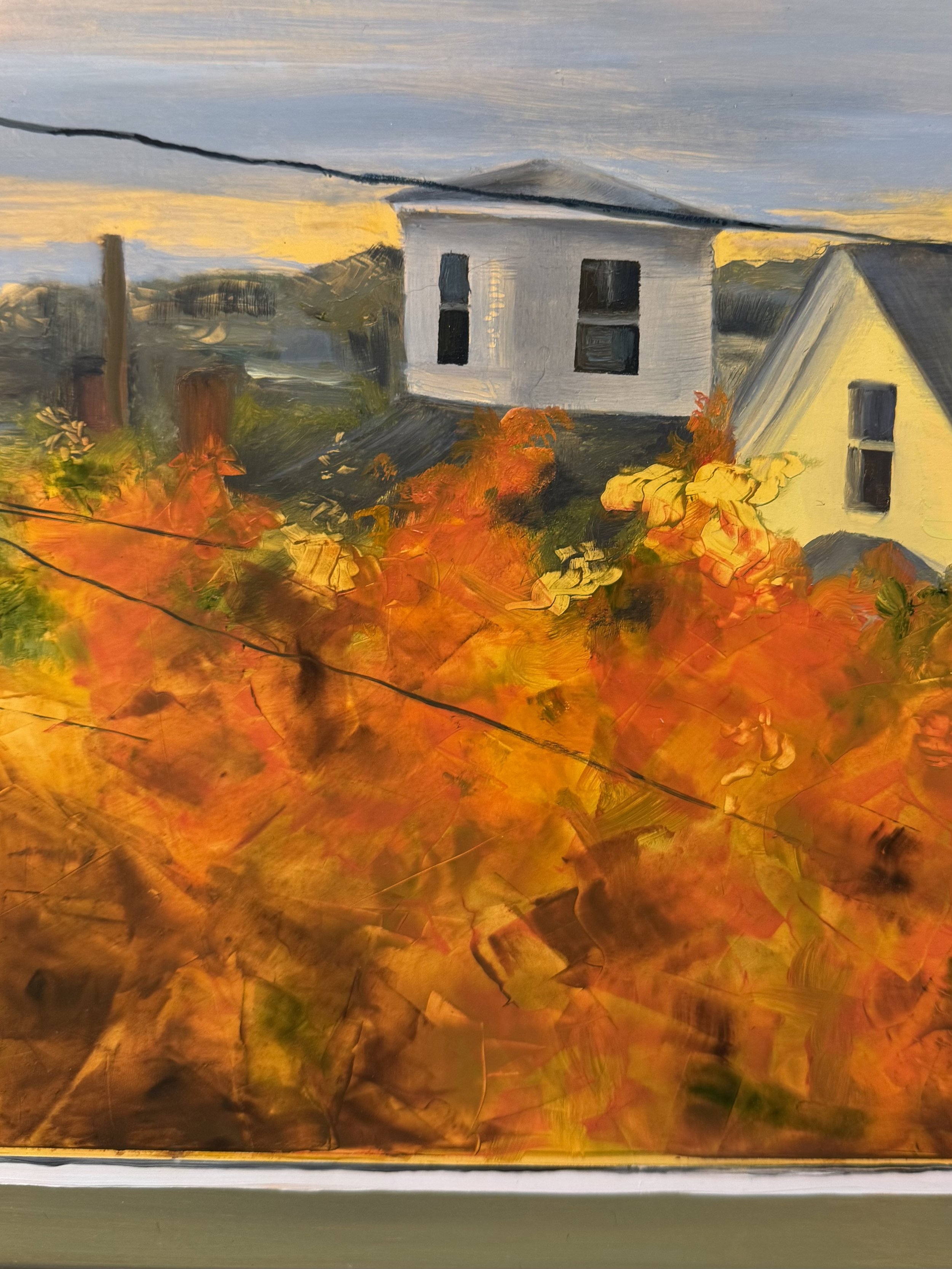 (Detail)  Our Apartments Windows (Window 10, Fall)  , oil on panel, 31 × 21 ½ inches, 2026 