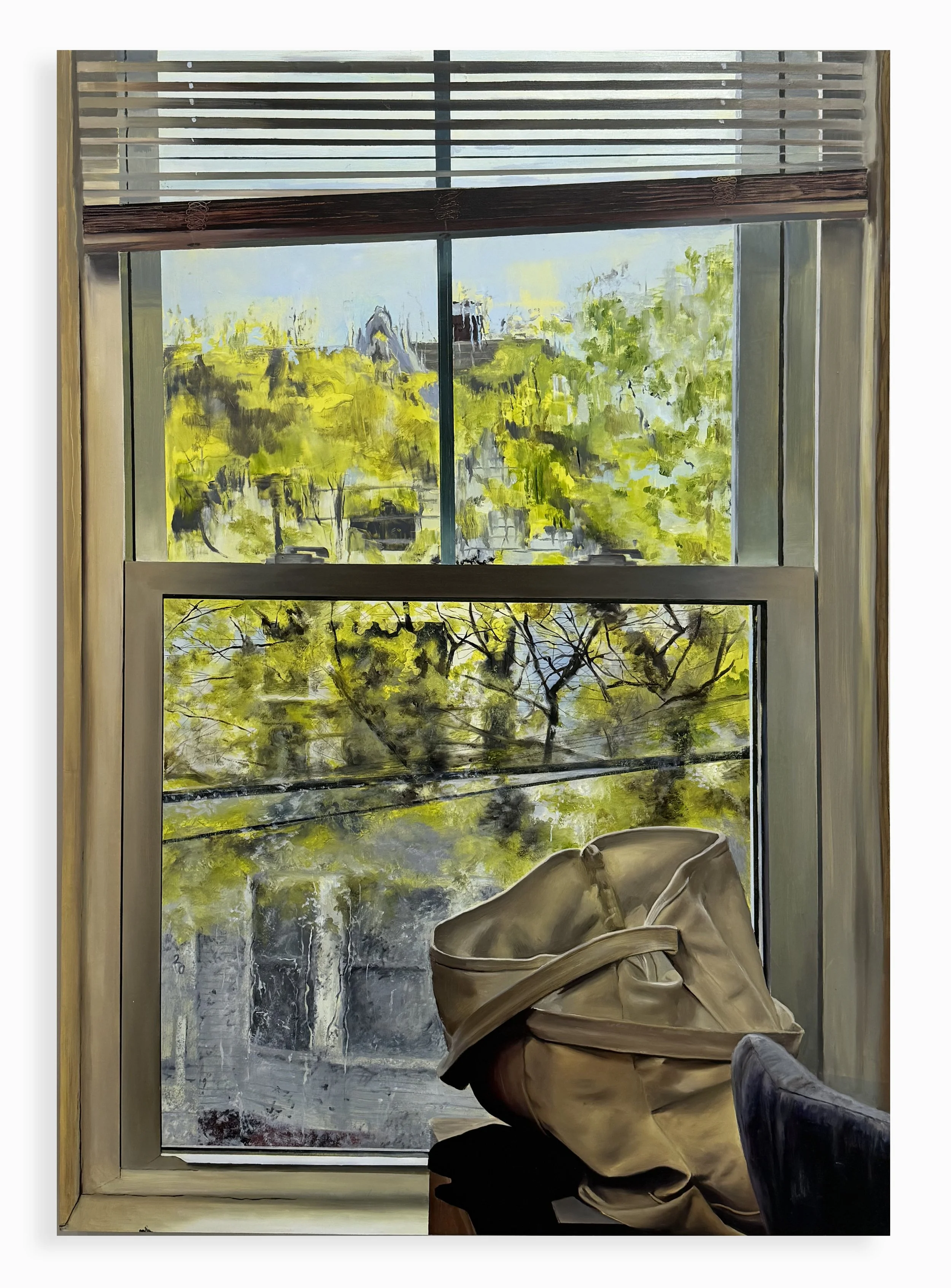   Our Apartments Windows (Window 8, Spring)  , oil on panel, 31 × 21 ½ inches, 2026 