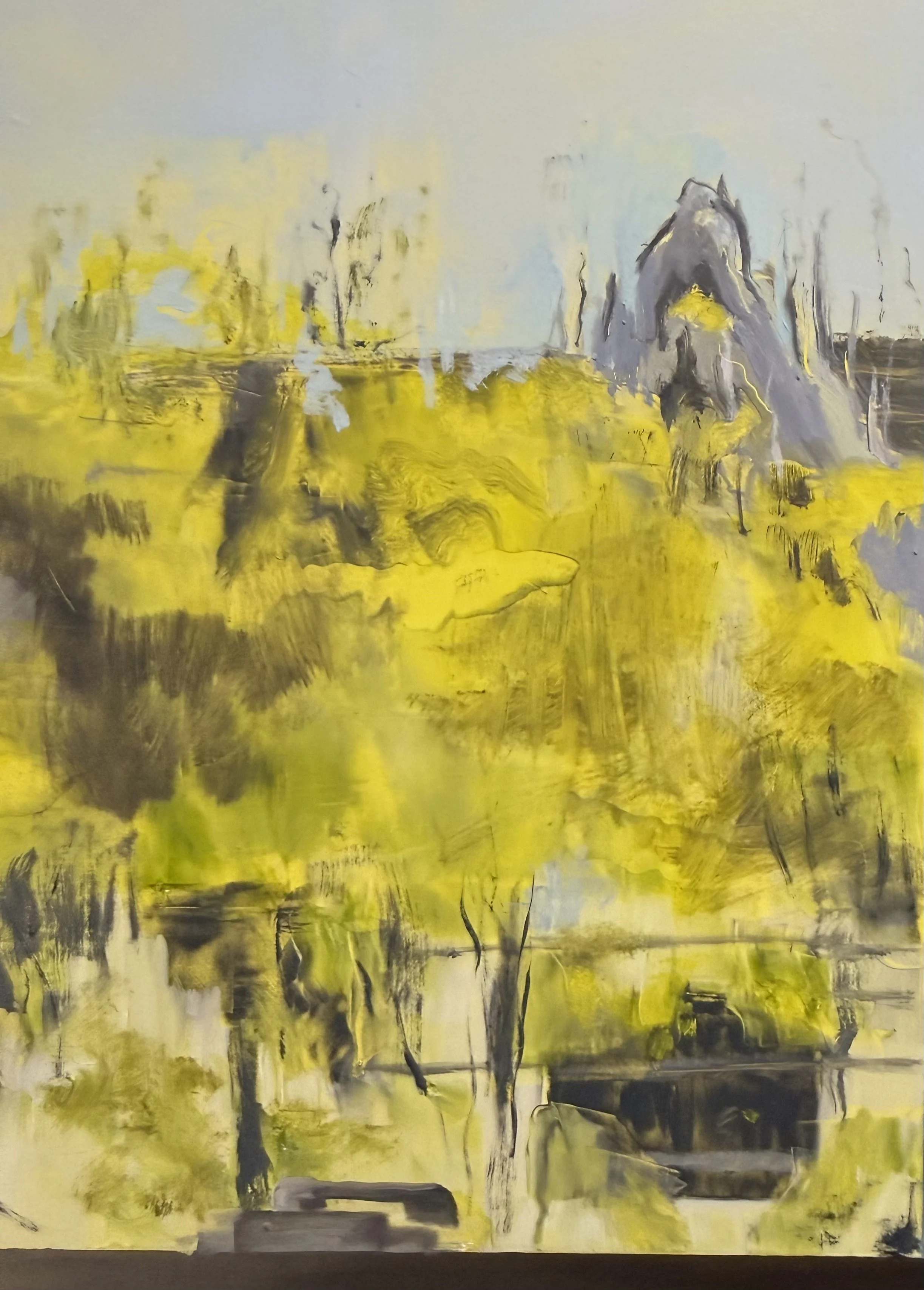  (Detail)  Our Apartments Windows (Window 8, Spring)  , oil on panel, 31 × 21 ½ inches, 2026 