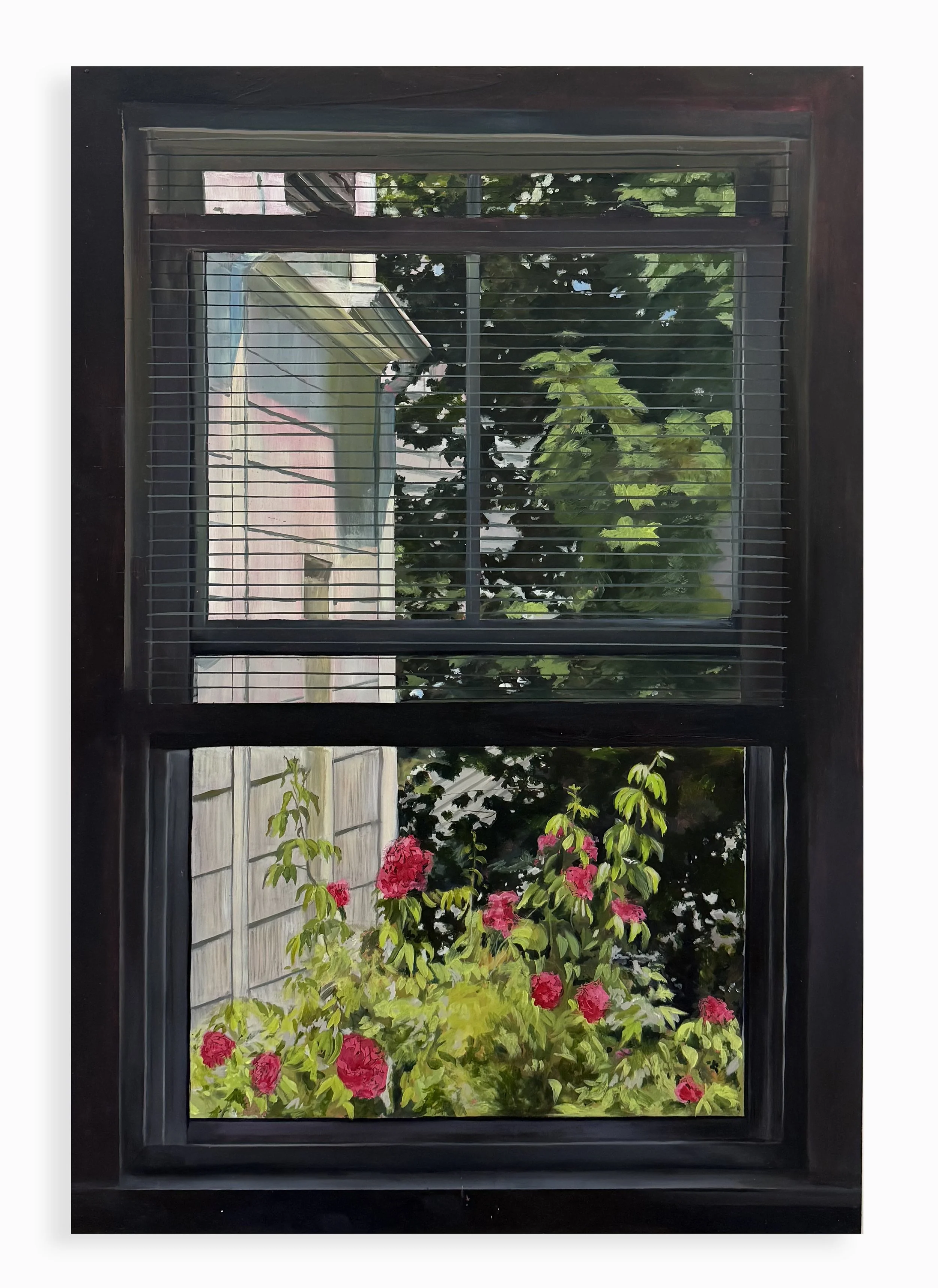   Our Apartments Windows (Window 1, Late Summer),  , oil on panel, 31 × 21 ½ inches, 2025 