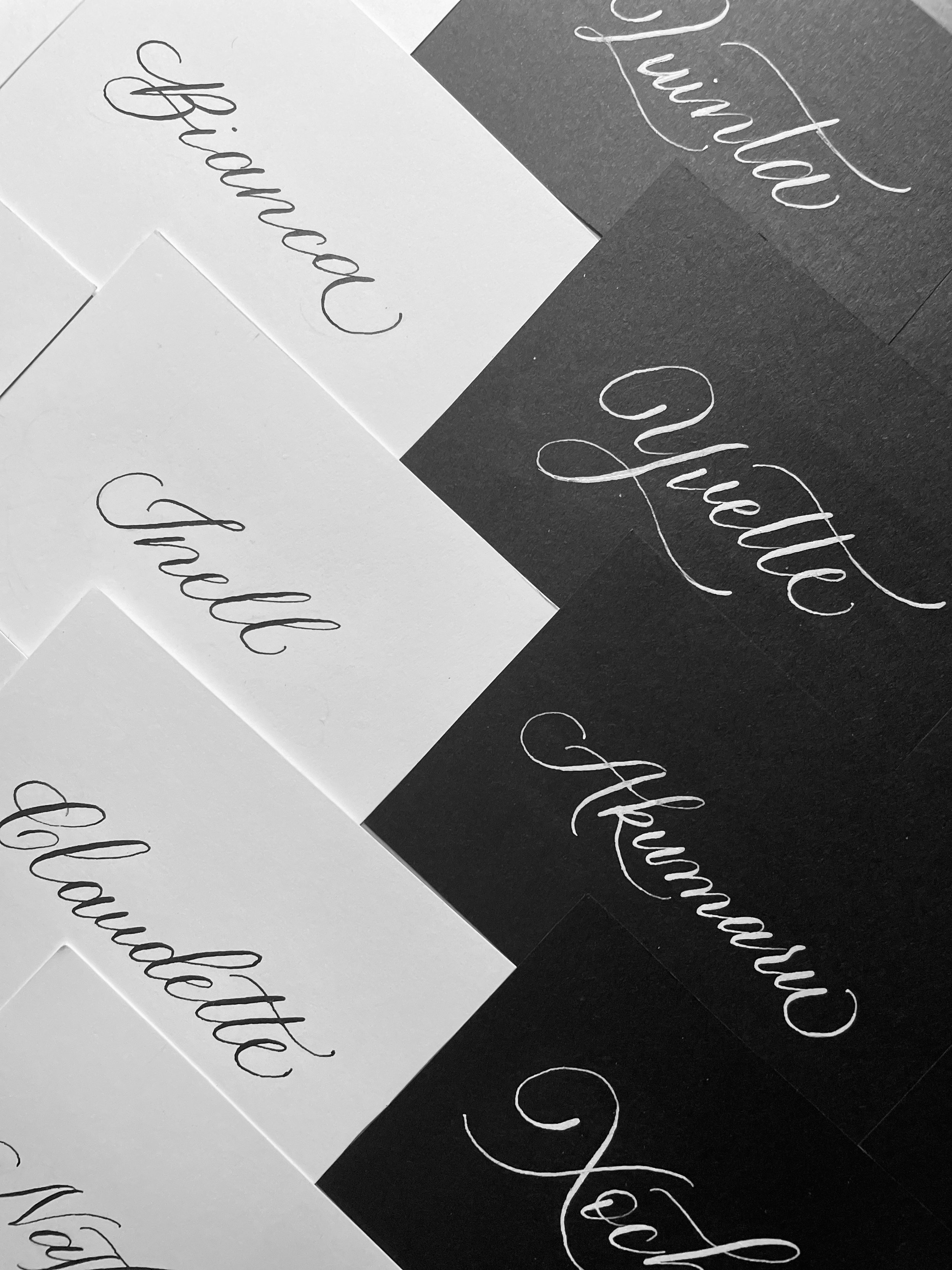 Wedding place cards by event calligrapher