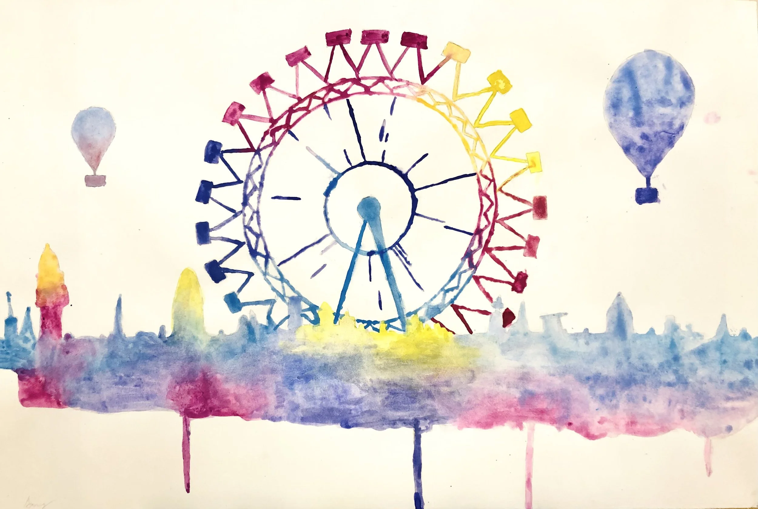 Ferris Wheel (water color painting)