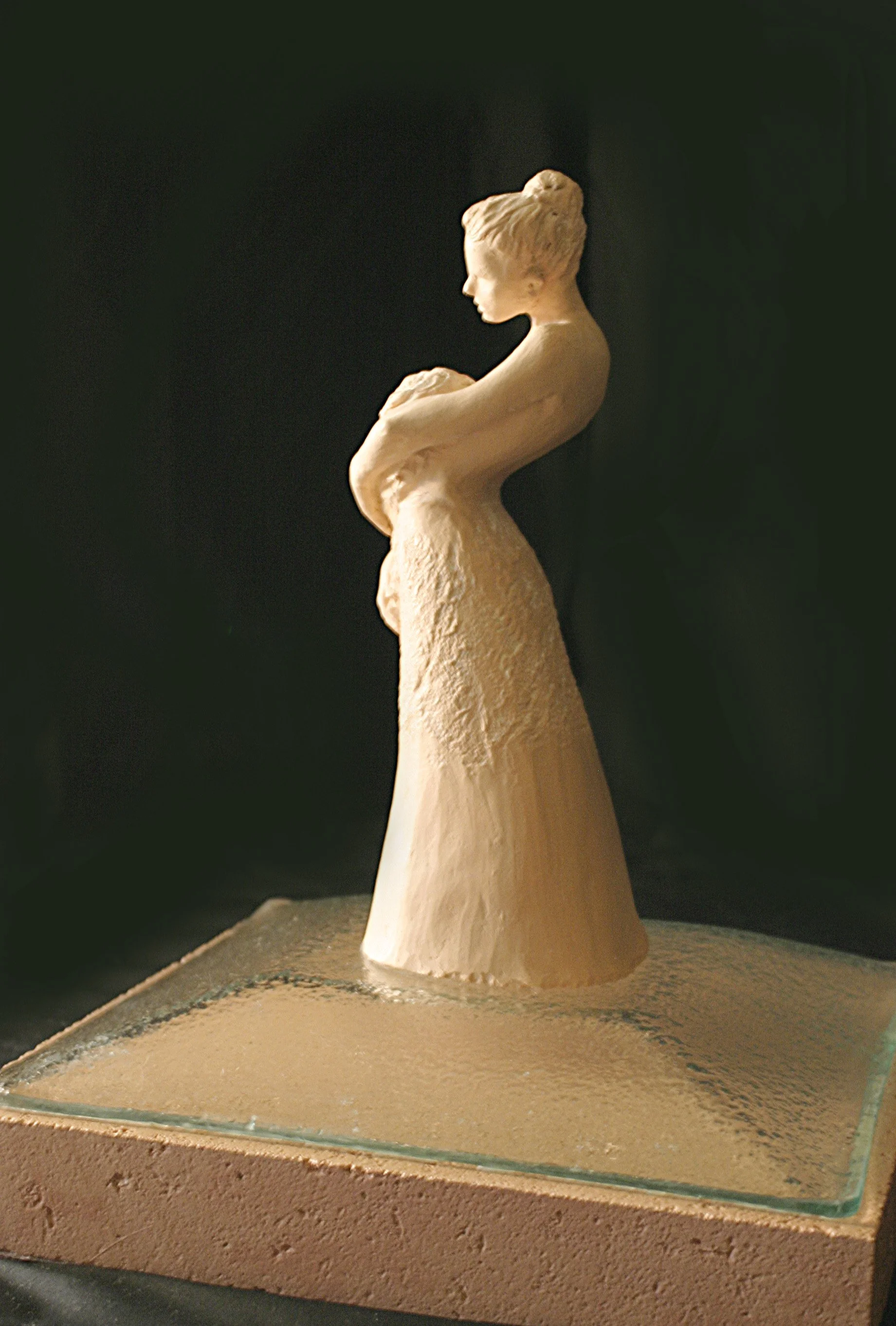 Mother and Child (Clay on Fuzed Glass)