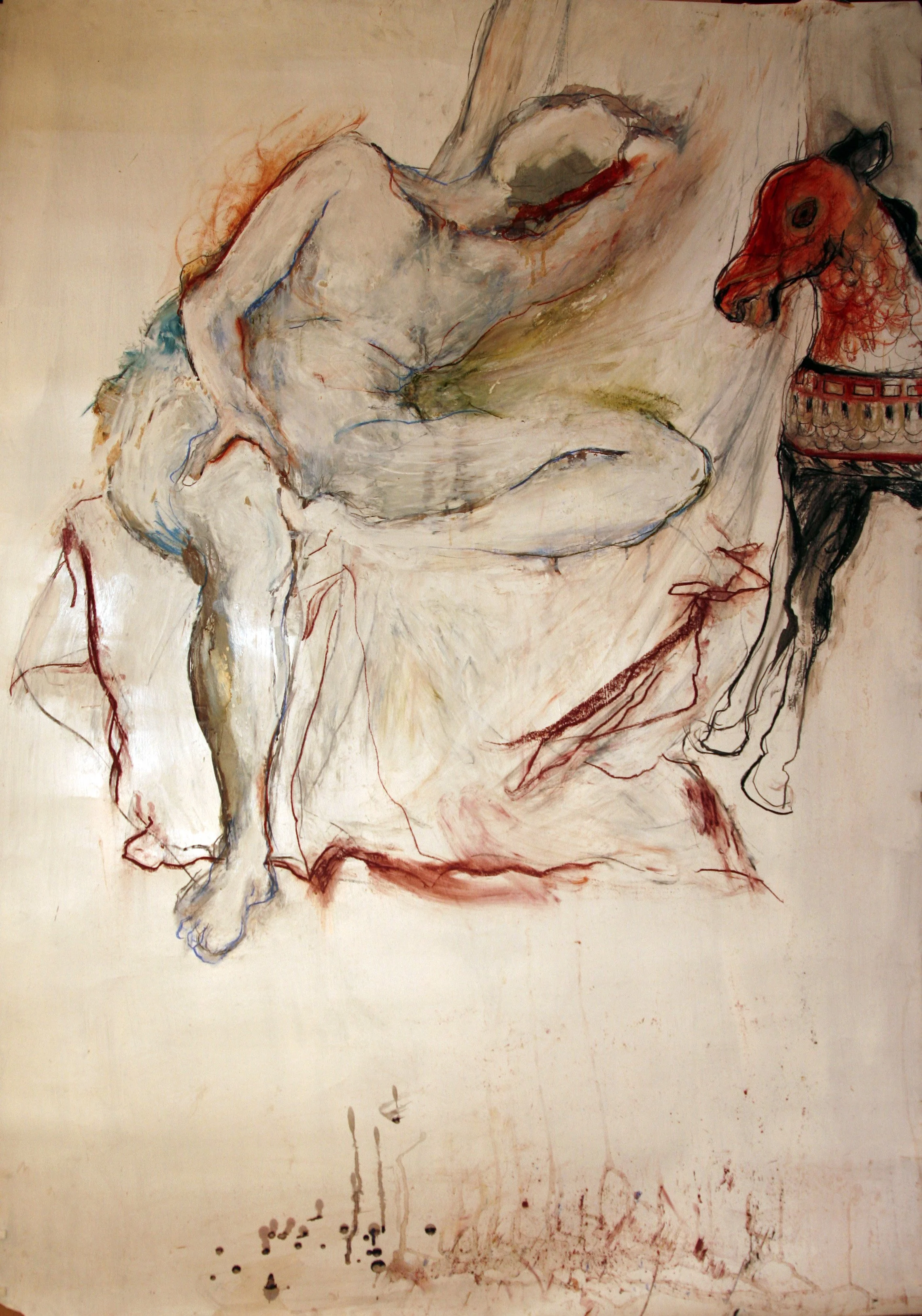 Woman 2 (Ink Crayon on Primed Paper)