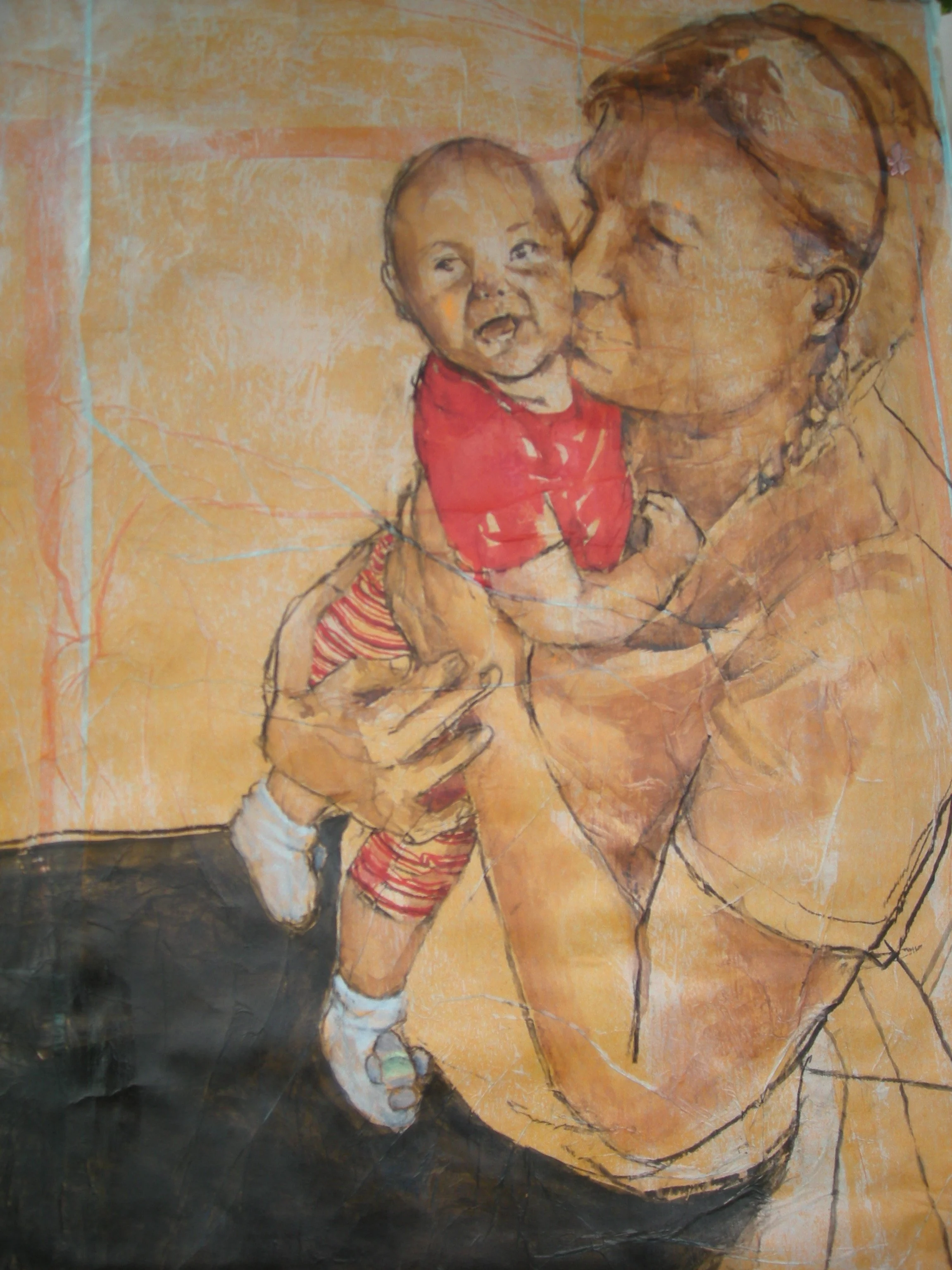 Corrina and Oliver (Ink and Acrylic on Primed Paper)