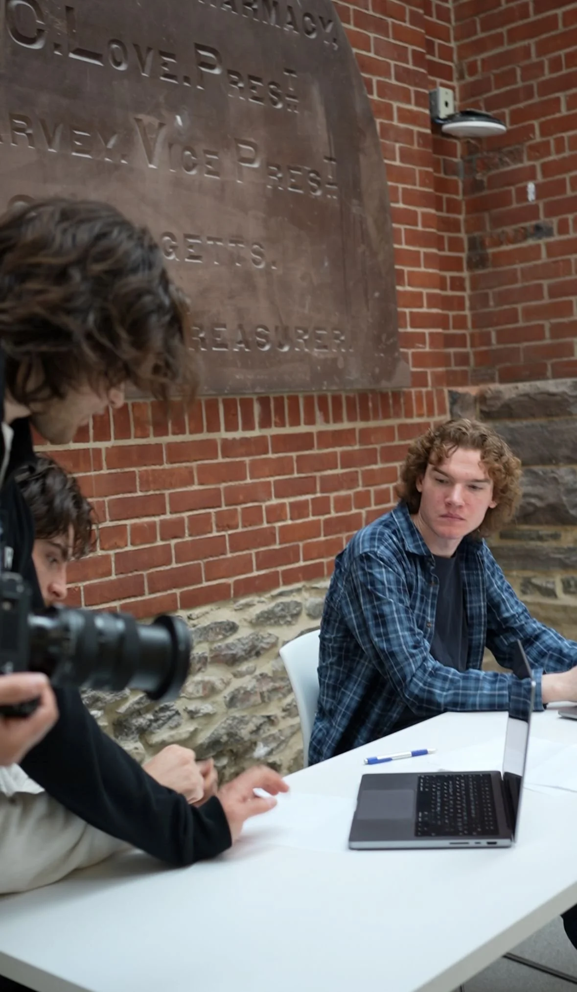 Actor getting coached while filming demo reel