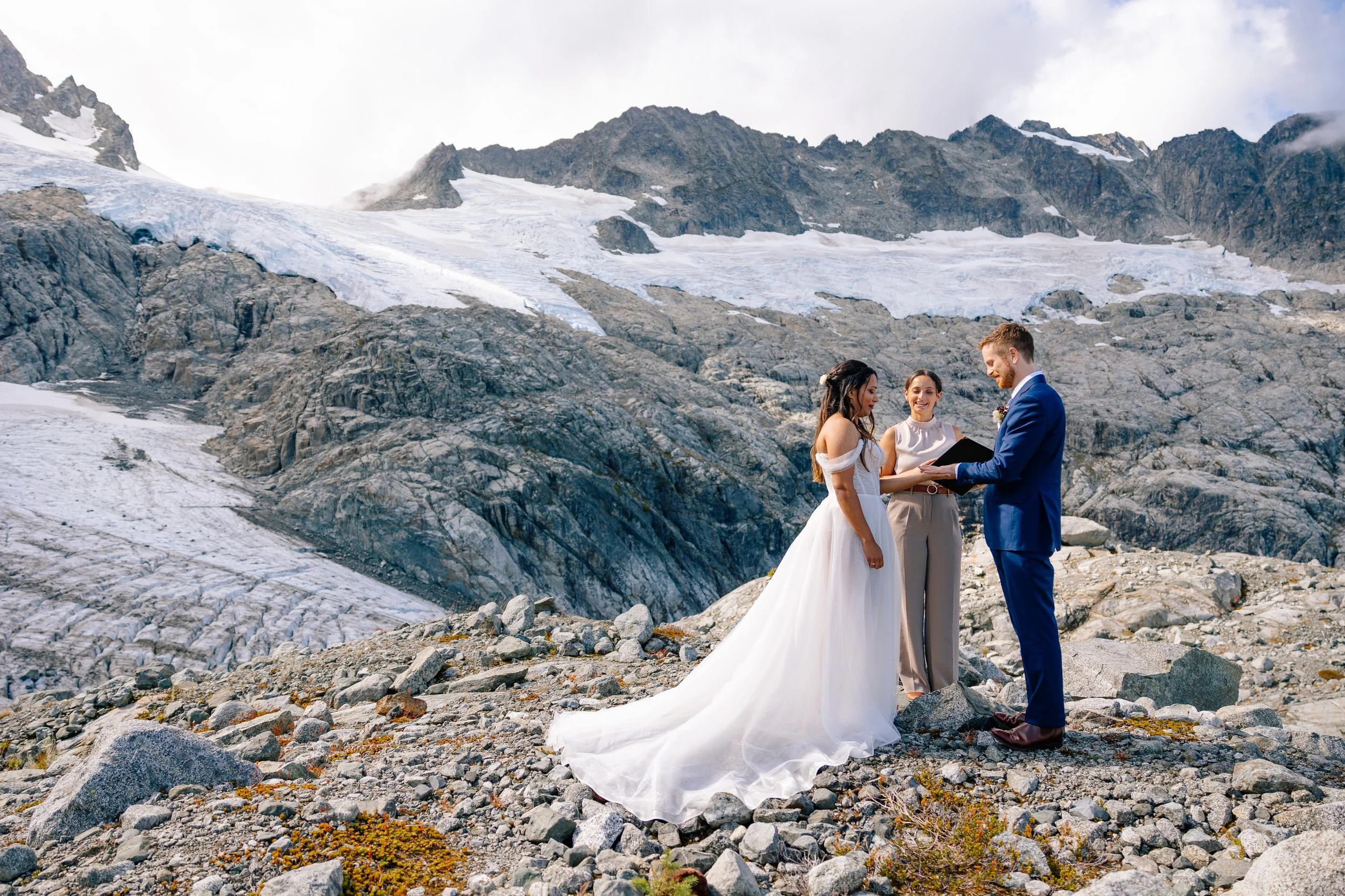 Helicopter elopement ceremony in Tantalus Range BC