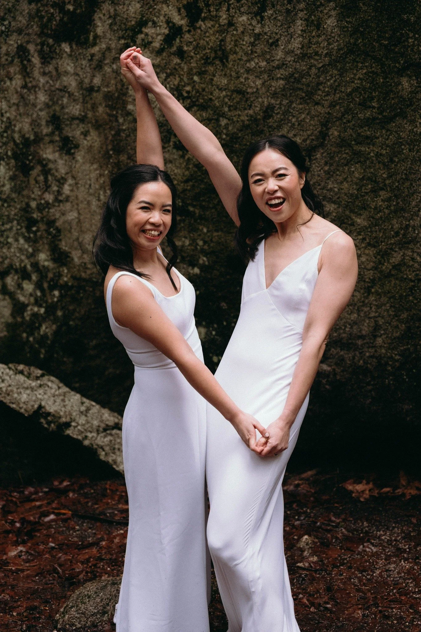 Pure JOY for these WIVES 🧡 at their Squamish Elopement.
We kept a close eye on the forecast leading up to D + B&rsquo;s day, waiting for it to shift&hellip; but instead, we shifted.
Plan B brought us into the forest, where the trees did their thing 
