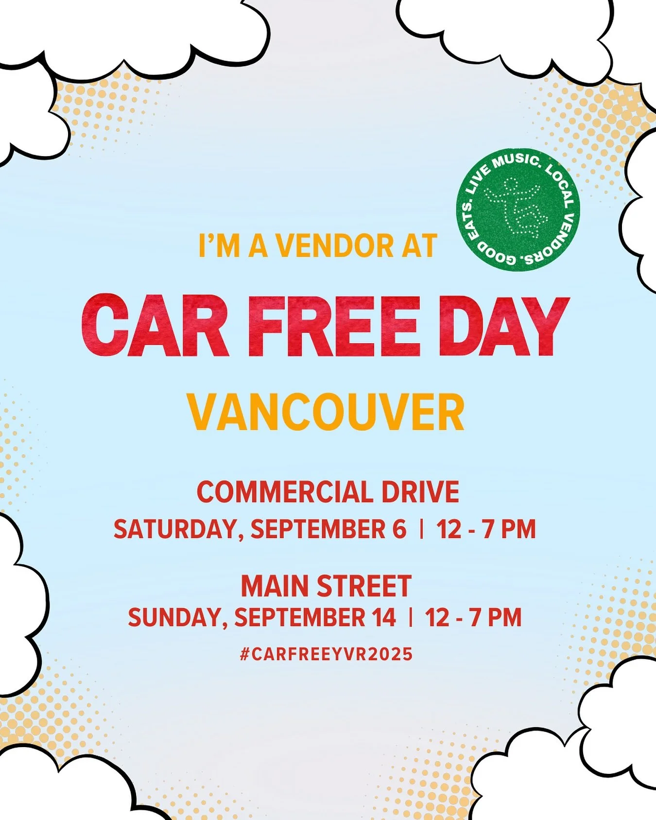 Come catch me at Car Free Days in Vancouver this September! 
I&rsquo;ll be sharing a tent with a bunch of  @mudlab.ca potters on Commercial Dr on September 6; and will rock it solo on Main st on September 14.
Come say hi ☺️

@carfreeyvr 
#vancouverve