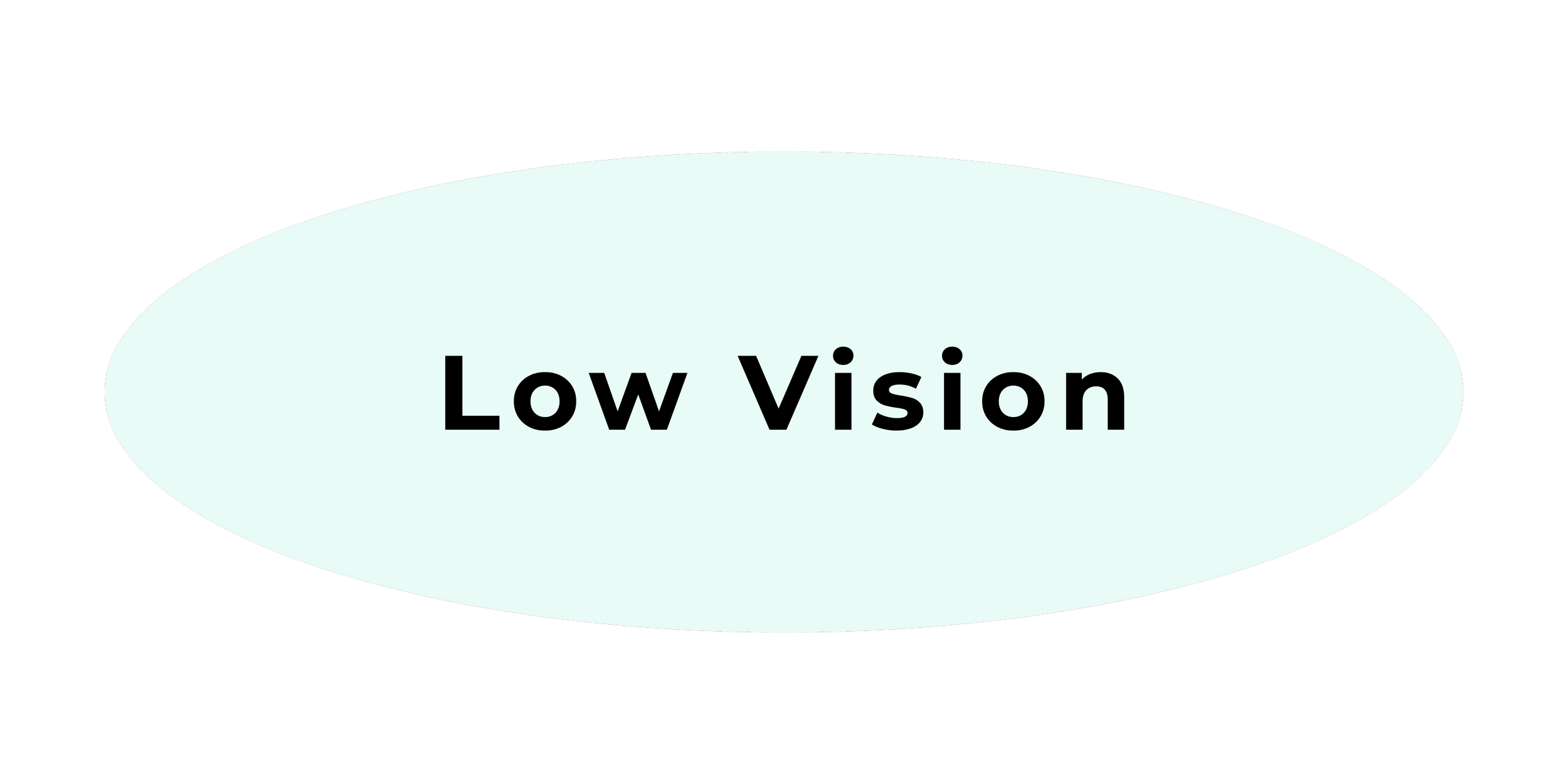 Graphic with the phrase "Low Vision" inside a sea foam green oval | Dr. Robert Meade | Public Speaker & Vision Consultant | Presentations about Eyes and Vision