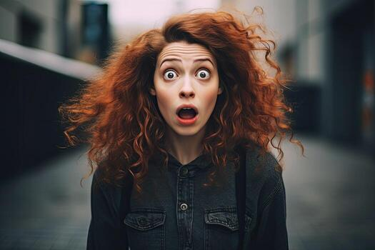 Image of a red-haired woman with a shocked look on her face