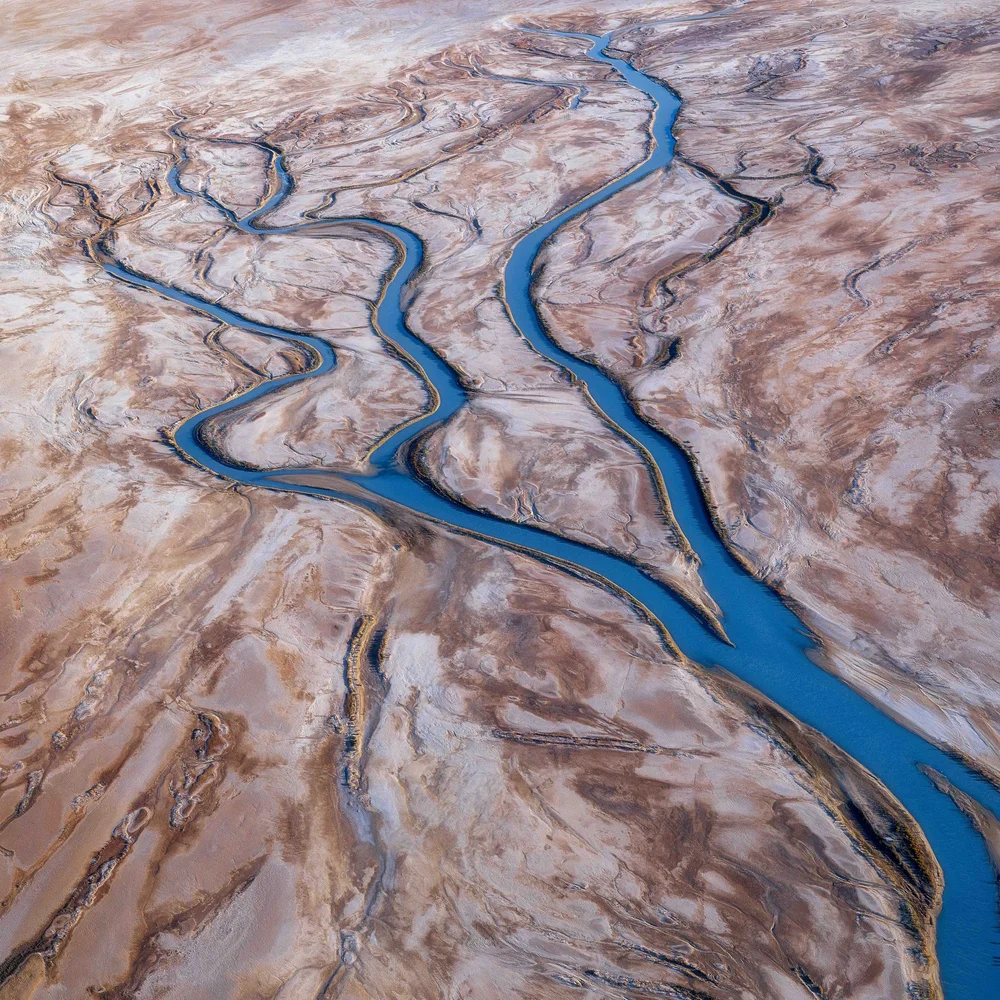 Aerial view of salt patterns on Kati Thanda-Lake Eyre