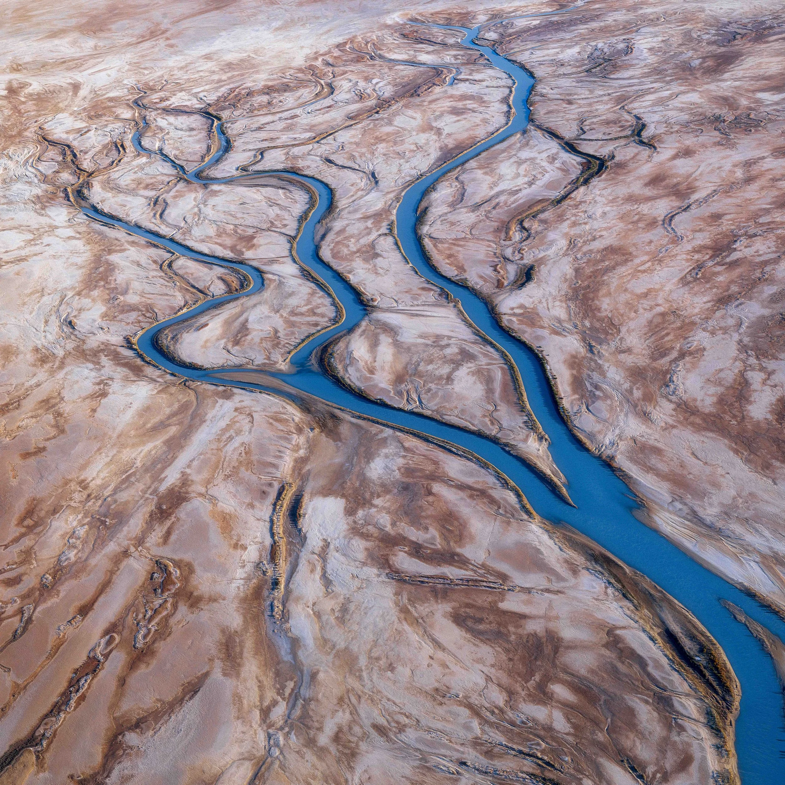 Aerial view of salt patterns on Kati Thanda-Lake Eyre