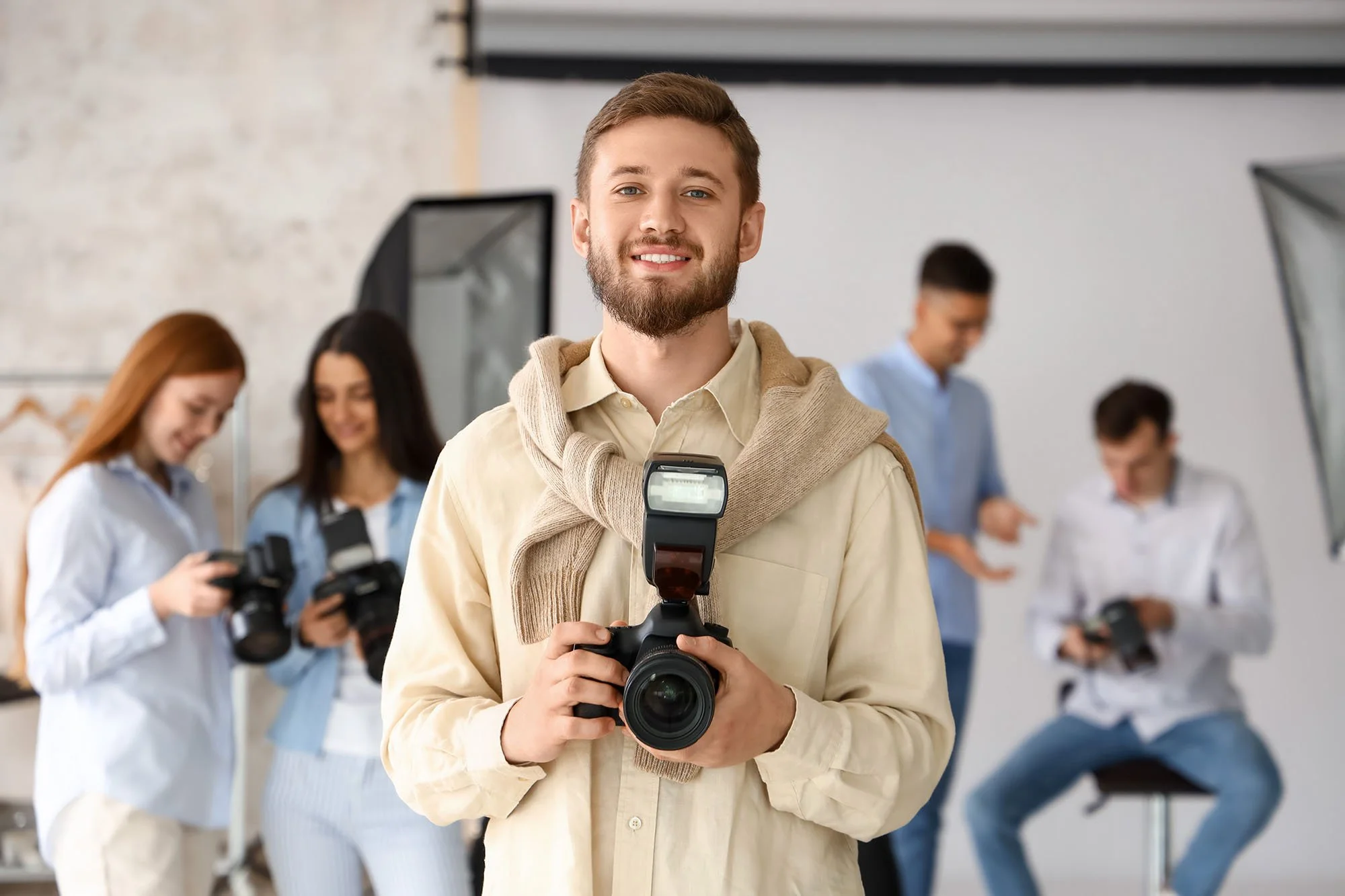 learning photography in a studio