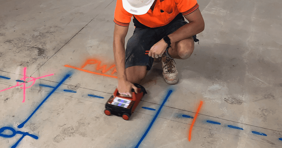 GPR concrete scanning equipment being used on a concrete slab in Perth, WA